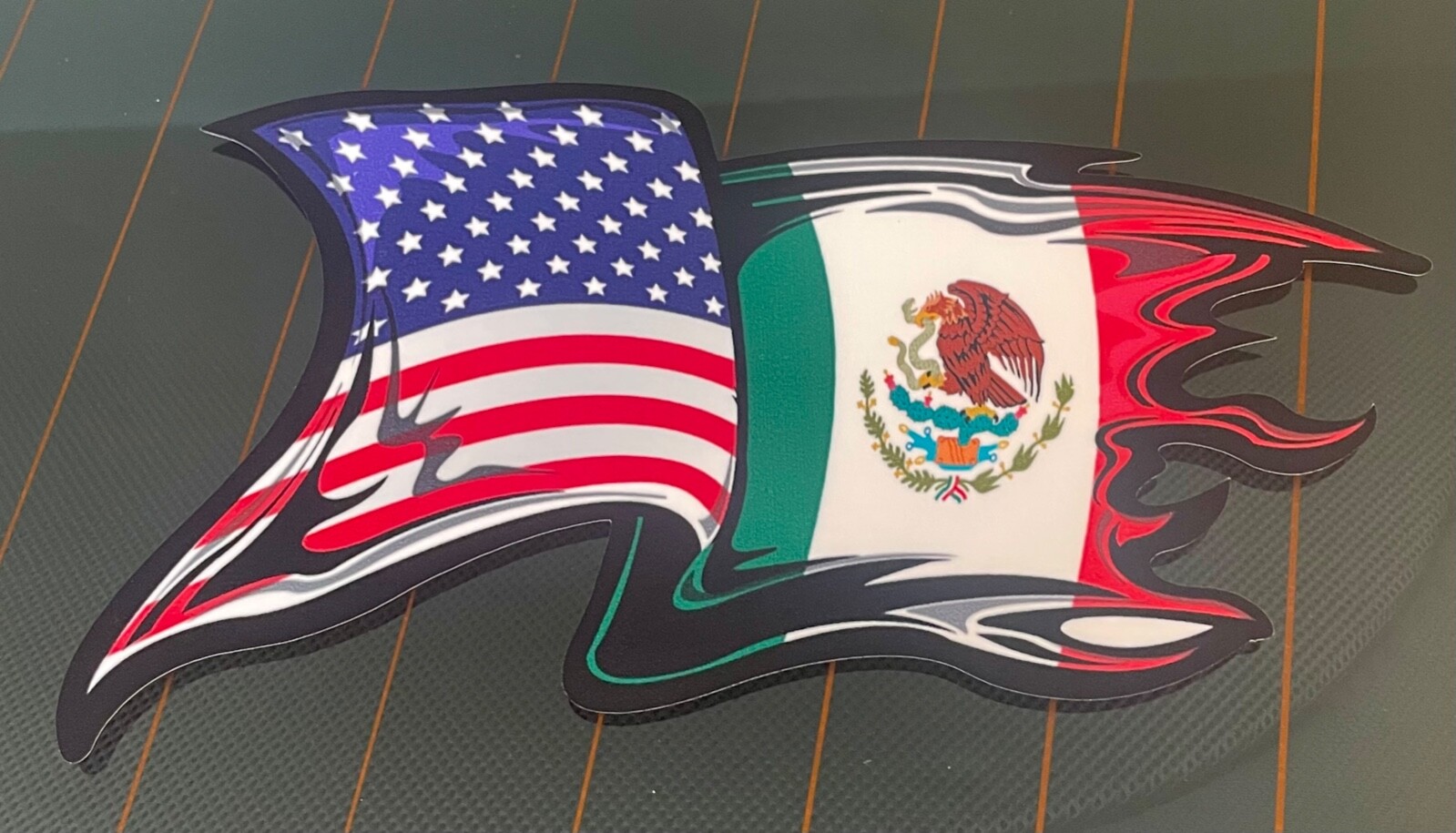 Mexico Flag/US Flag Sticker Decal Vinyl Mexican Bumper Truck Gloss Vinyl Flag
