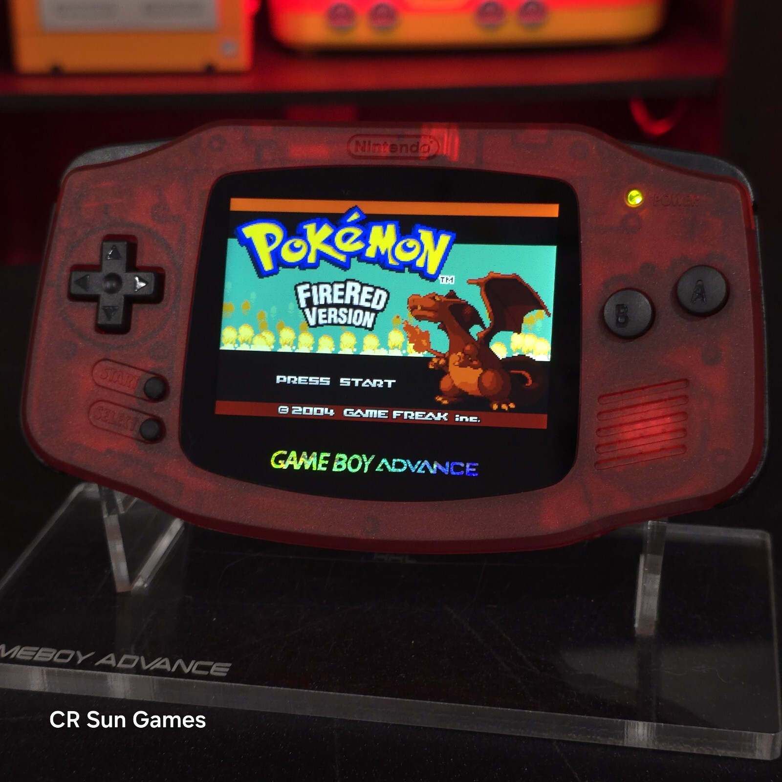 Clear Red Game Boy Advance GBA Console with iPS V5 Backlight Backlit LCD