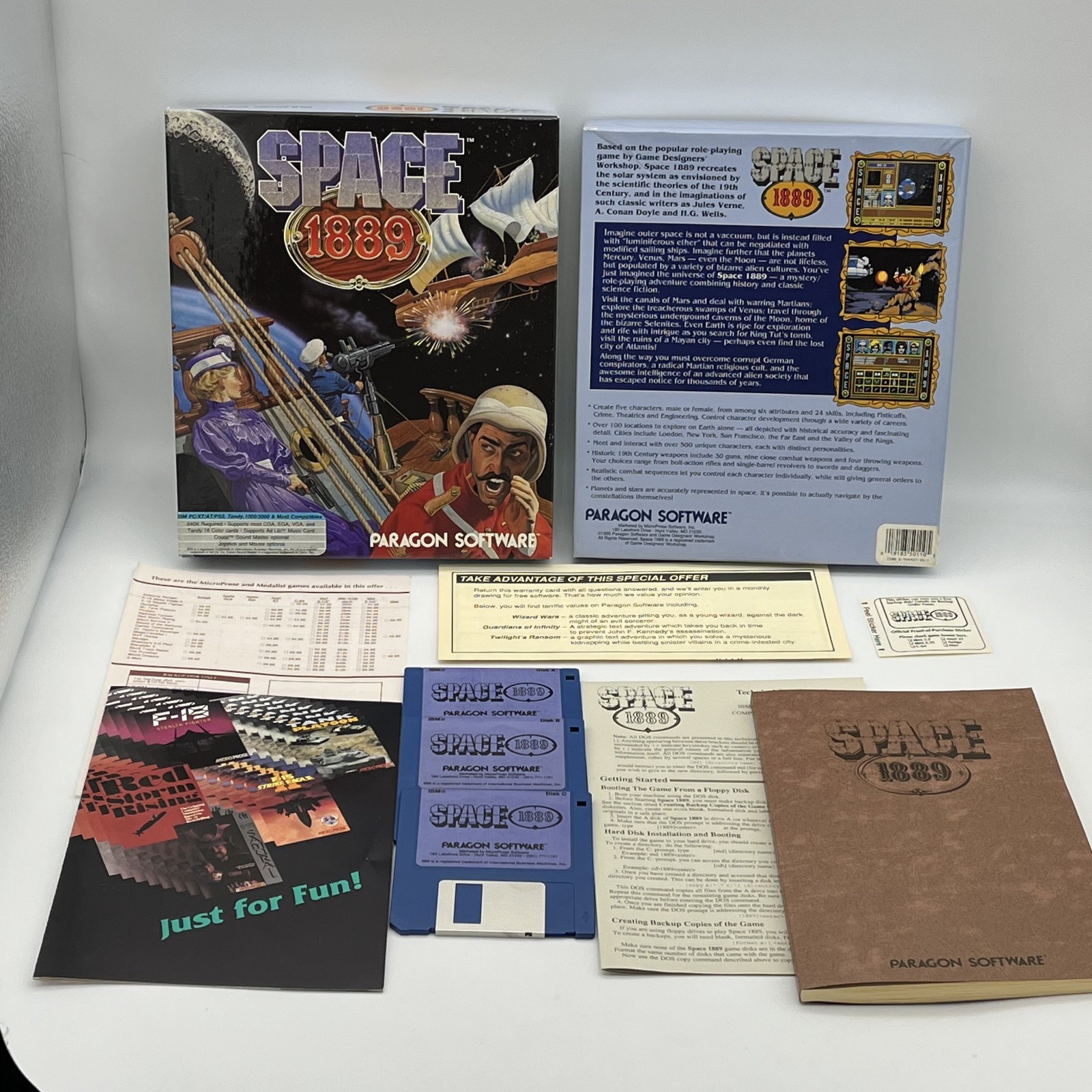 Vintage SPACE 1889 Computer Game Paragon Software IBM PC Tandy 1990