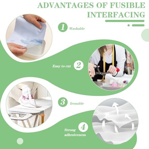 White White A Medium 11.6" x 30yd Interfacing Fabric for Sewing