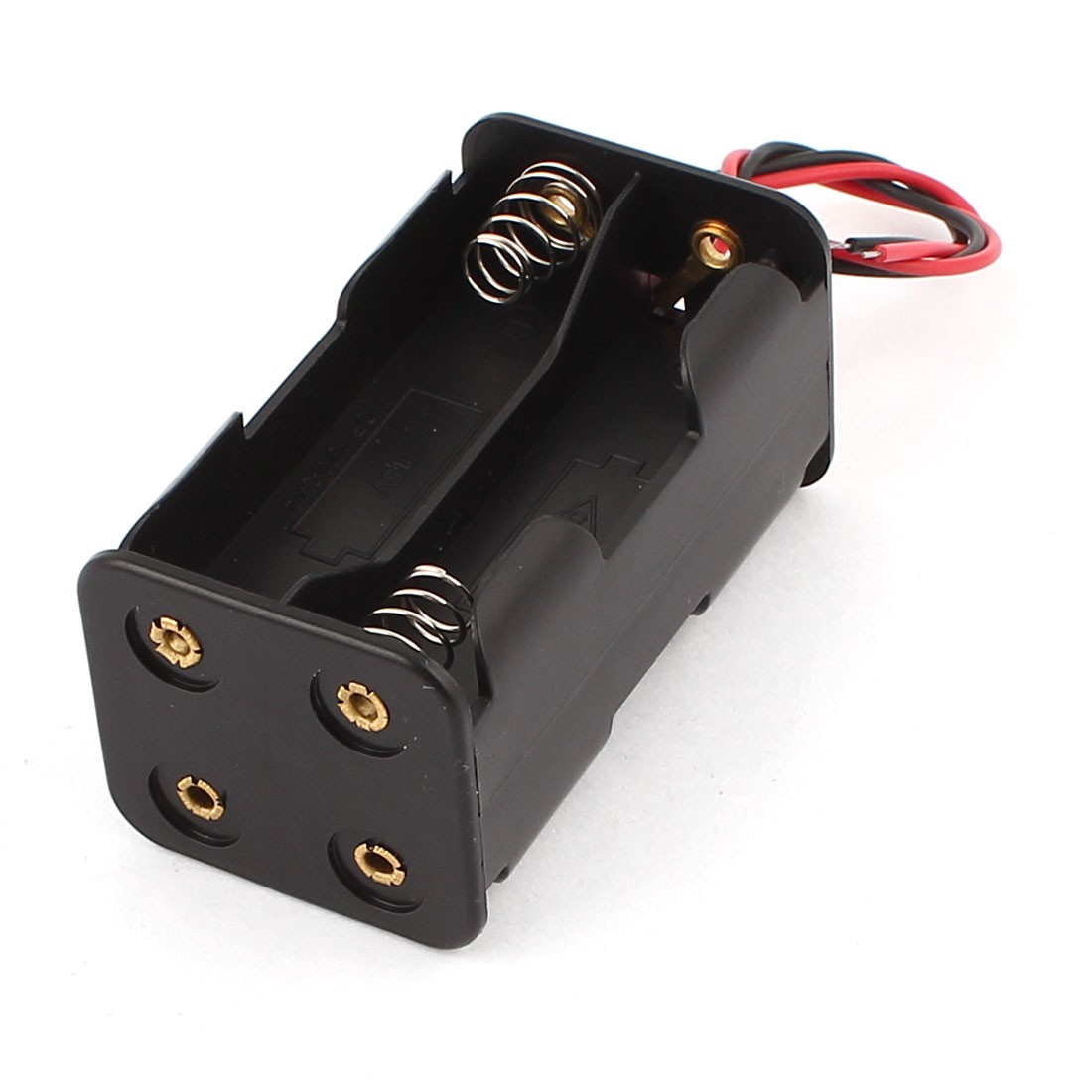 1PCS Black Plastic Wired Double Layers 4 x 1.5V AA Battery Case Holder