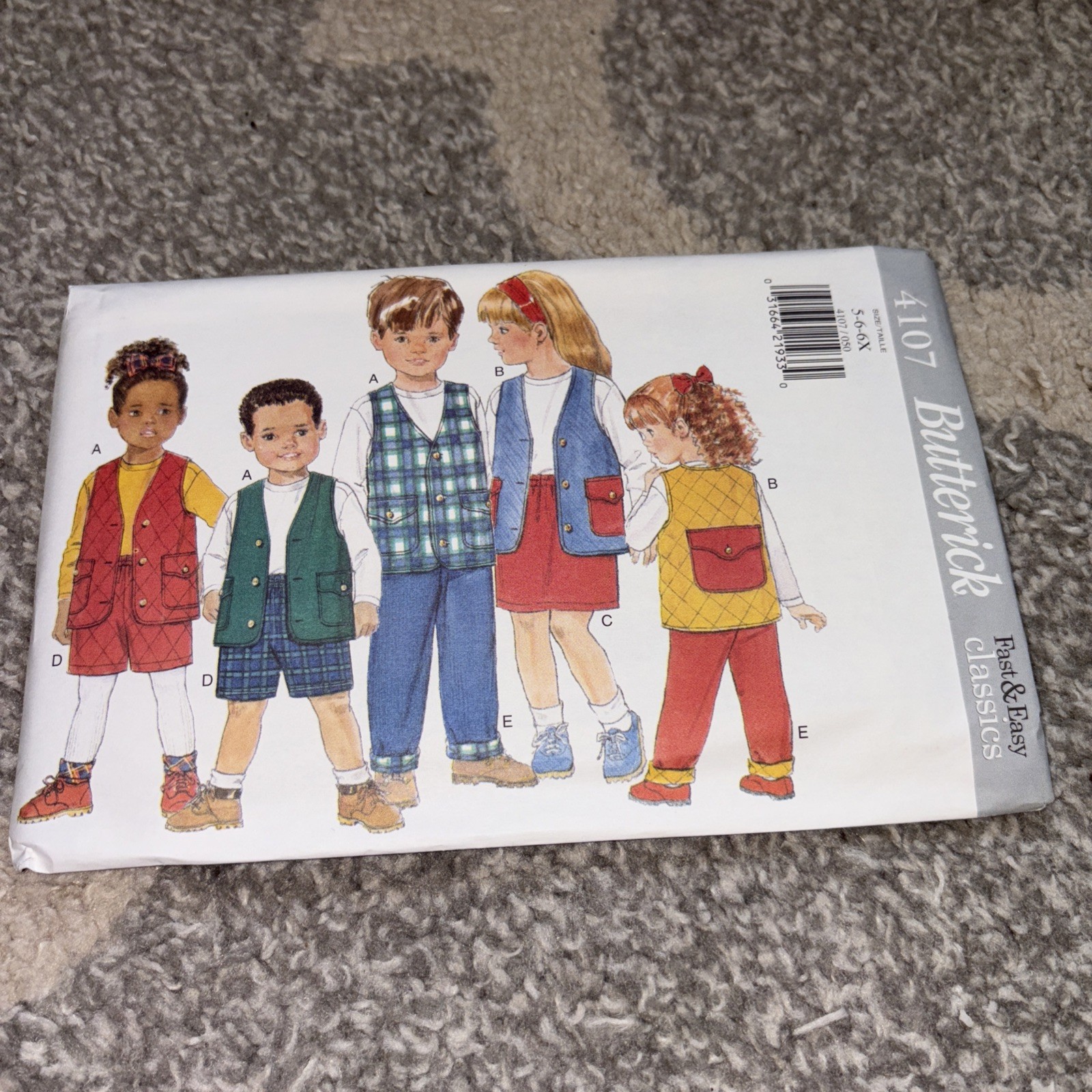 Unused Uncut Butterick Sewing Pattern 4107 Size 5-6-6x Children's Best Top Short