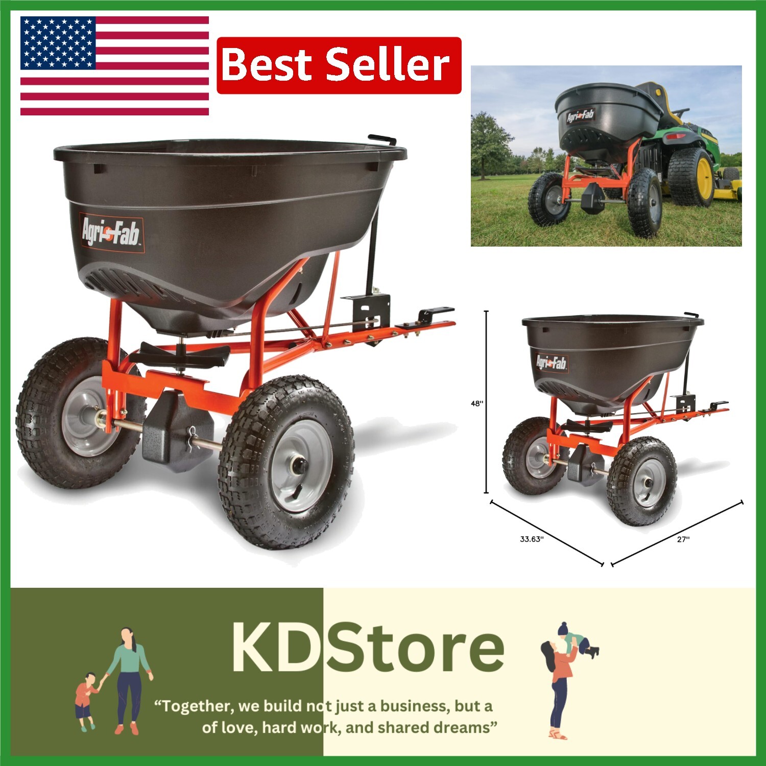 Tow-Behind 130 lb Broadcast Spreader | Easy Flow Control from Riding Mower Seat