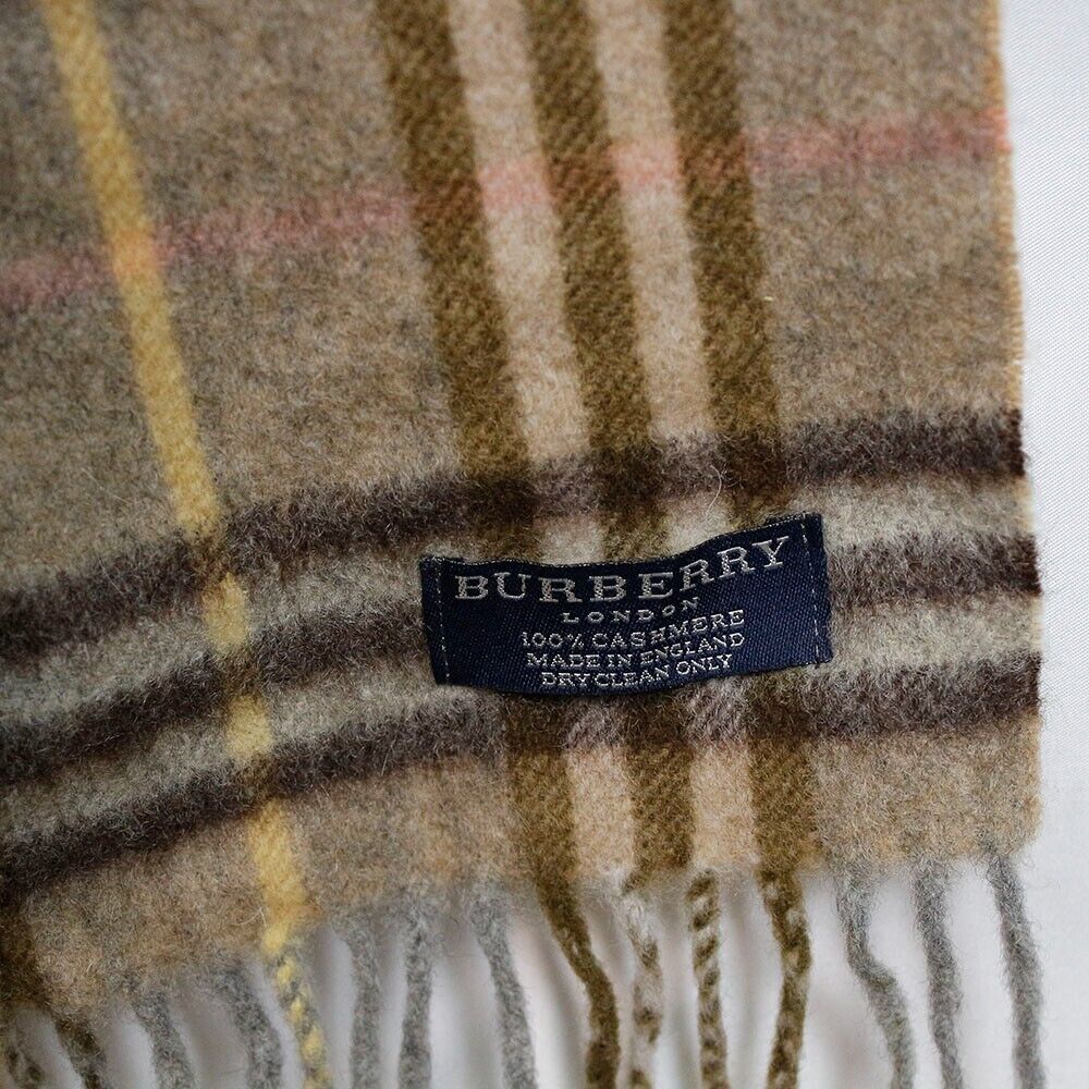 Sciarpa Burberry 100% cashmere colore verde fantasia scozzese 196x31 cm