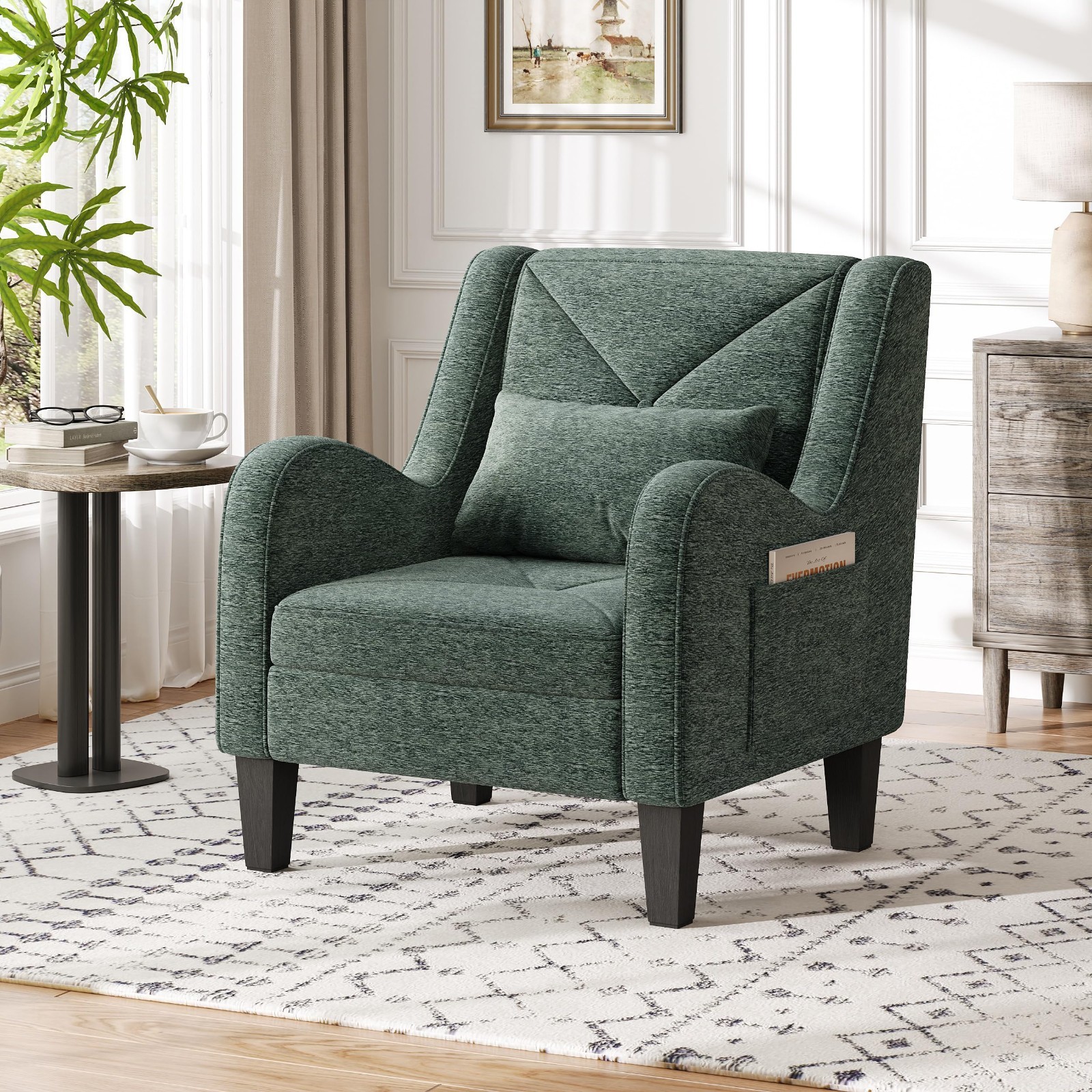 Chenille Accent Chair for Living Room Bedroom Chair Comfy Reading Chair
