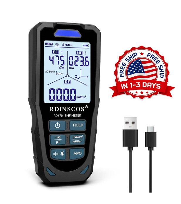 EMF Meter 5G RF Detector – Electric, Magnetic & Radio Frequency Field Tester up