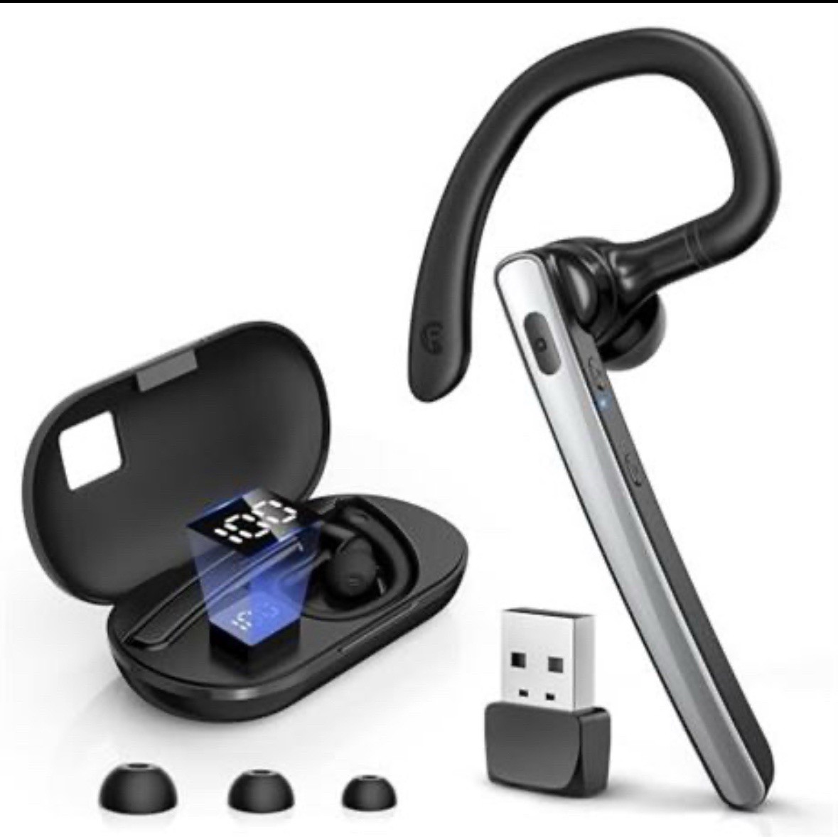 TERUNSOUl Bluetooth Headset V5.3, Wireless Bluetooth Earpiece with 600mAh C