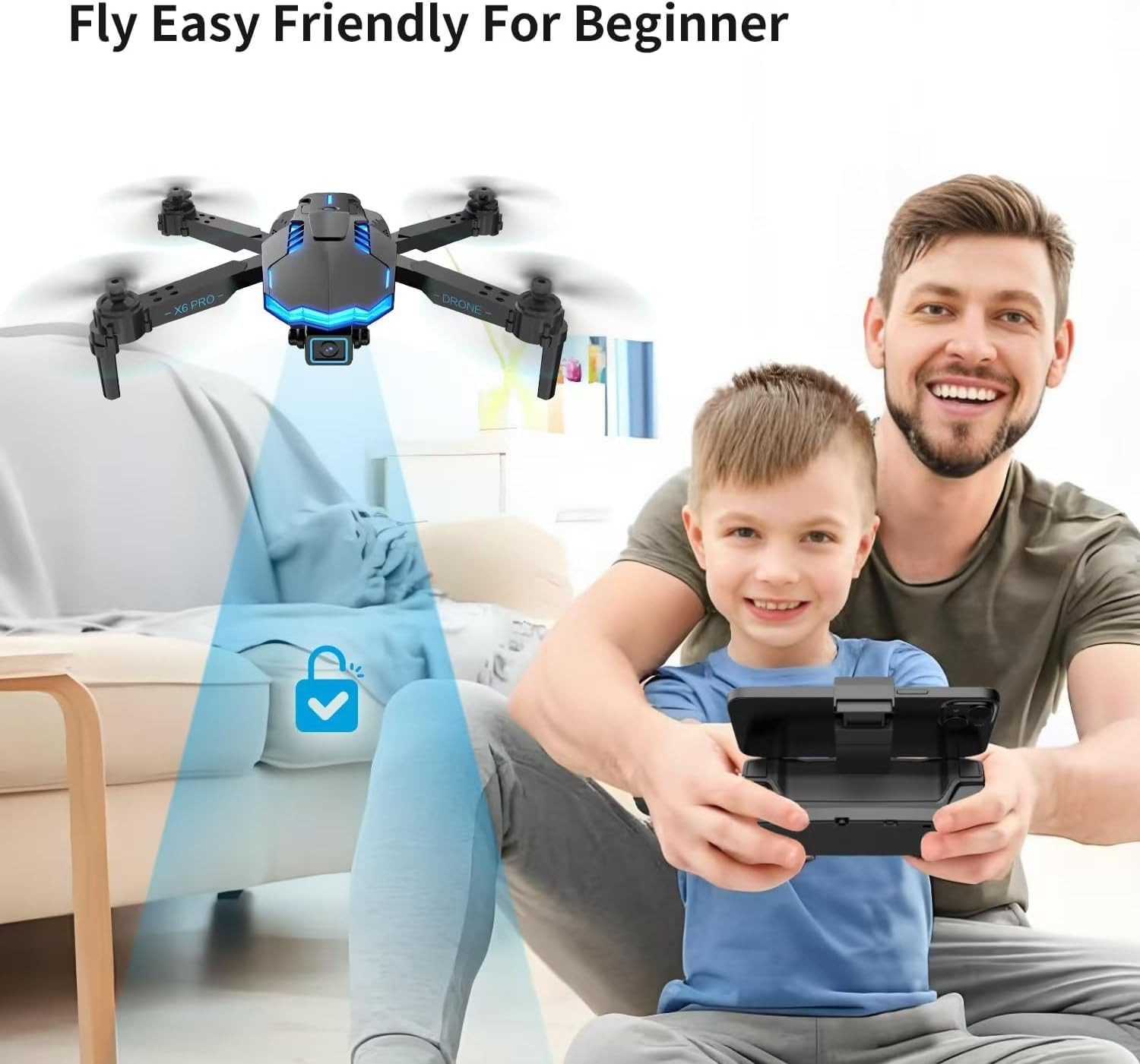 Drone with Camera 1080P with Brushless Motor Drone for Beginner, Long Fly Time,