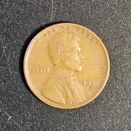 1931 D Wheat One Cent 1c Coin #AB844