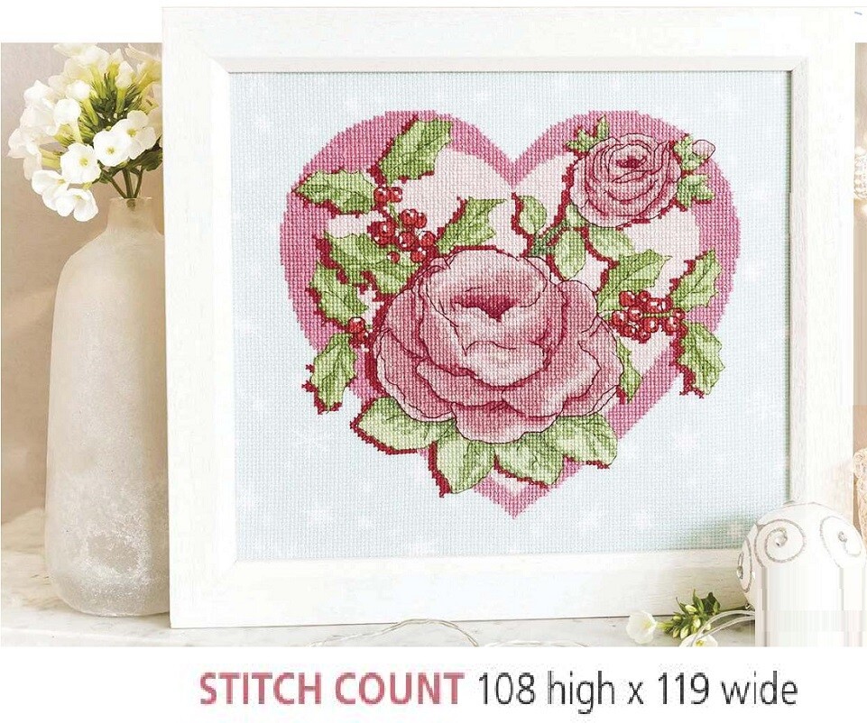 FLORAL  HEART CROSS STITCH  PATTERN ONLY    EQ - RQY