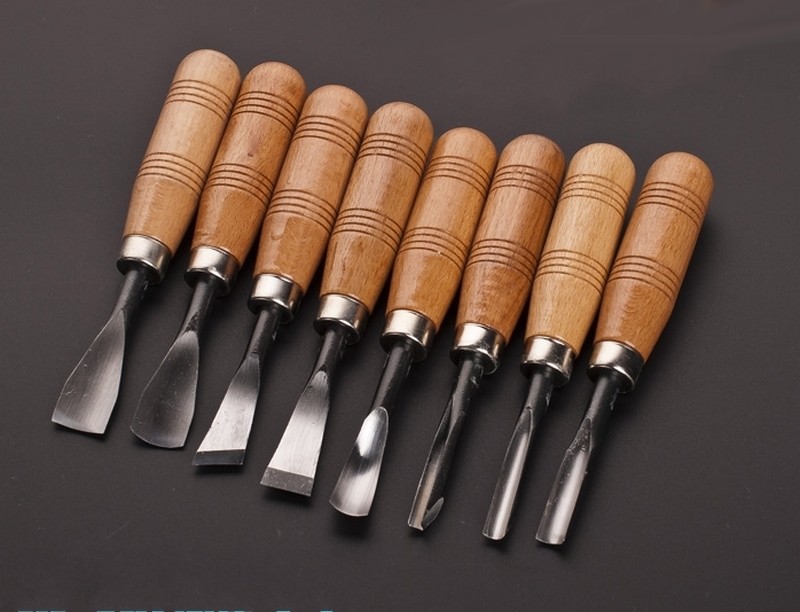8 Pcs Wood Carving Chisel Knife Chip Detail Carpentry Woodworking Hand Tools