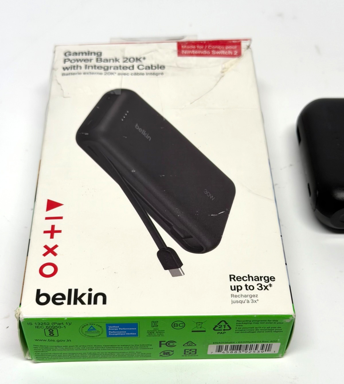 New Belkin Gaming Power Bank 20K with USB-C Cable 30W Fast Charge for Switch 2