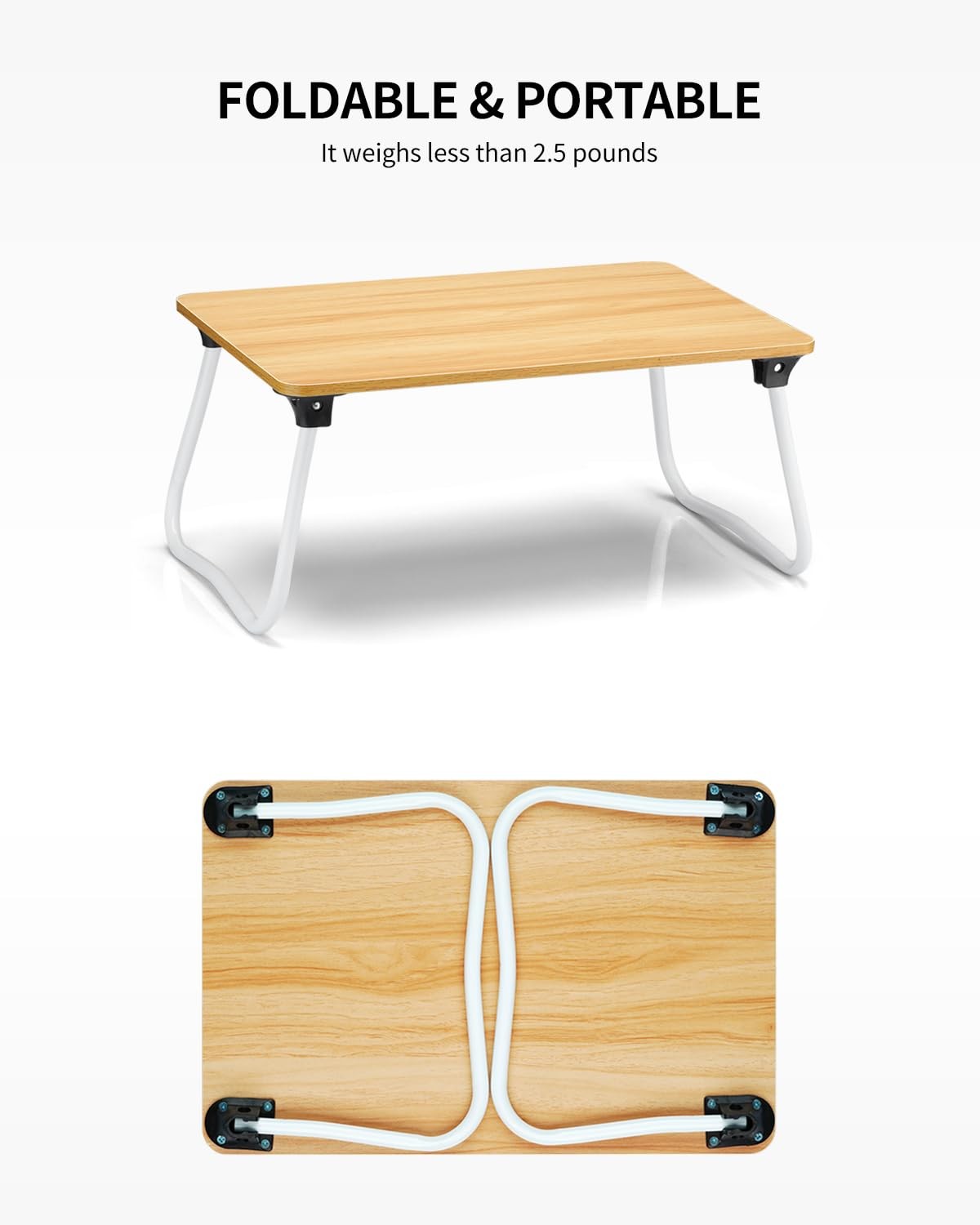 Foldable Lap Desk Laptop Stand Bed Desk Table Tray, Breakfast Serving Tray, P...