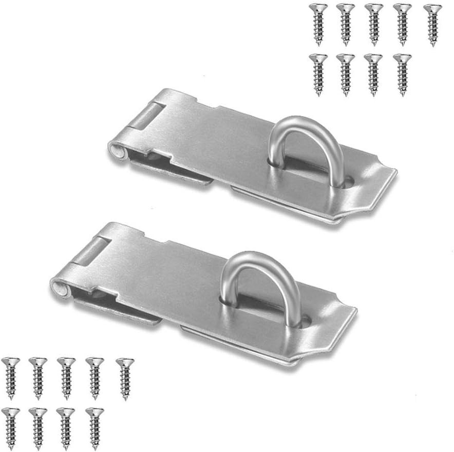 5 Inch Stainless Steel Gate Hasp Lock Latch Security Door Clasp 2 Pack Silver