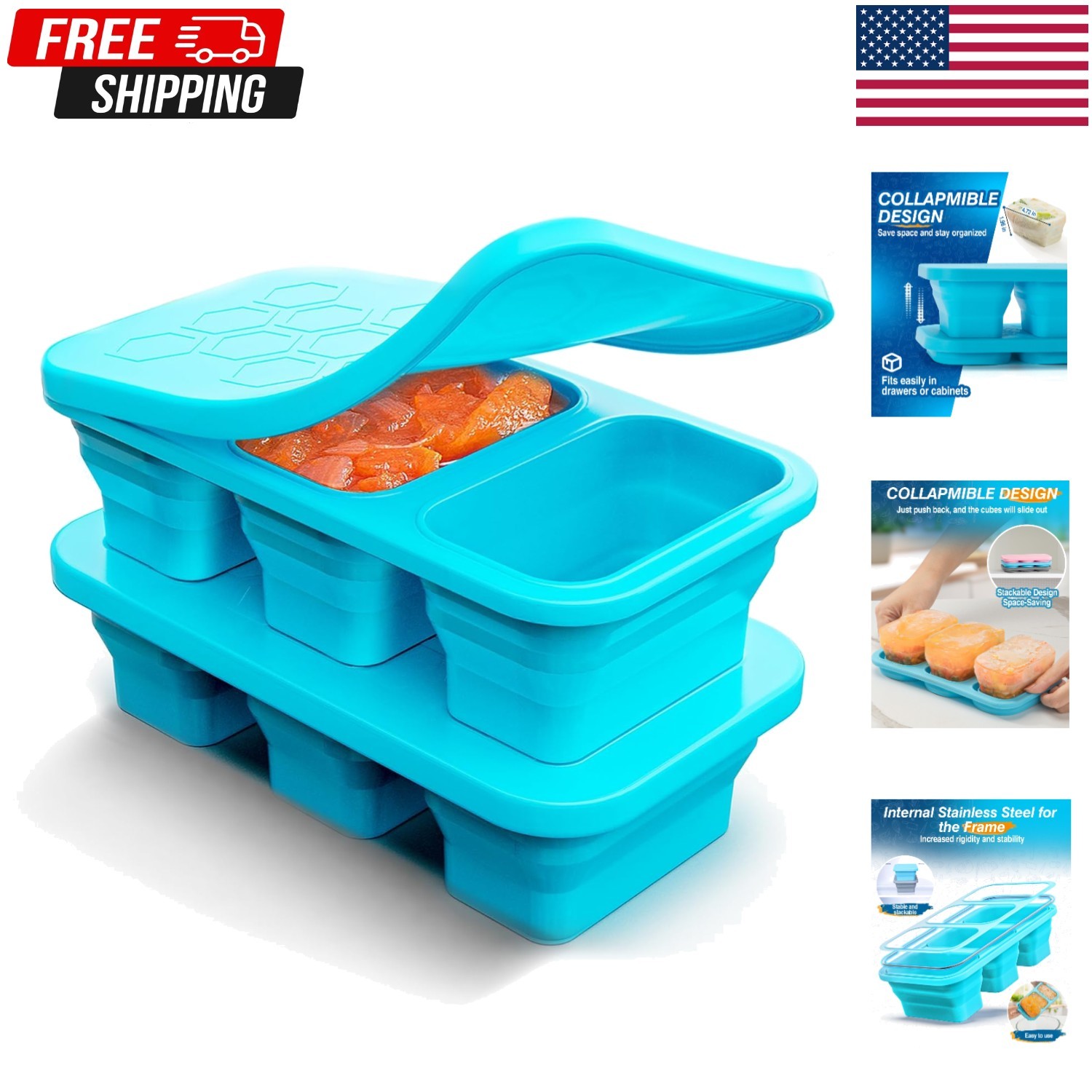 Silicone Soup Freezer Molds with Lids,1 Cup , Soup Container Style