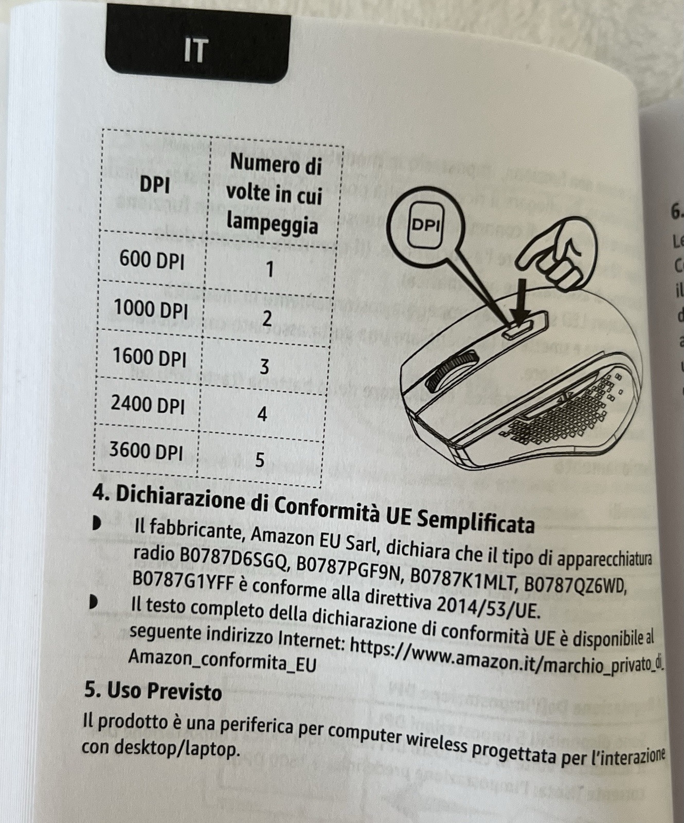 Amazon Basics Ergonomics Wireless Mouse Instruction Manual