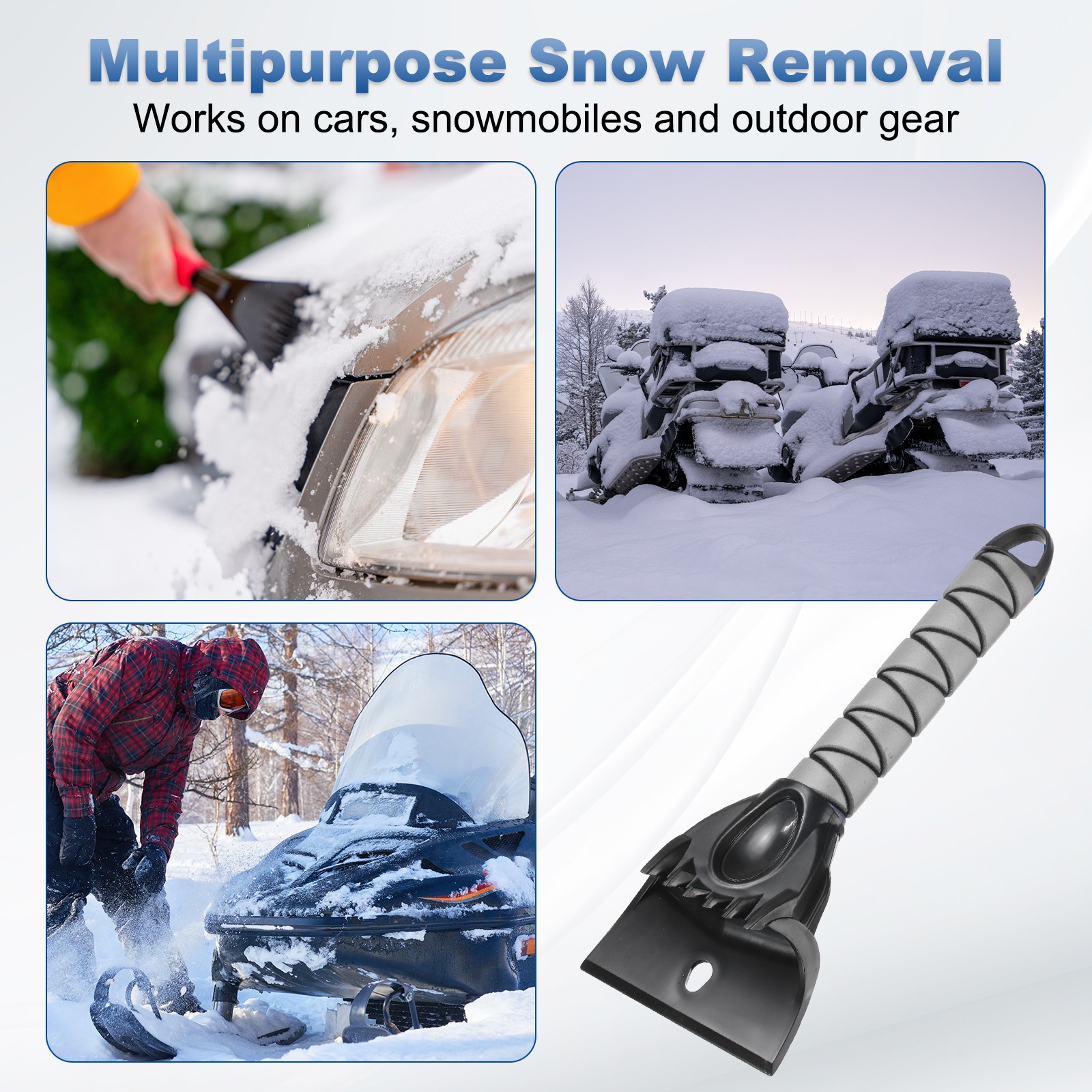 2pcs Car Ice Scraper 12" x 4" for, Grey