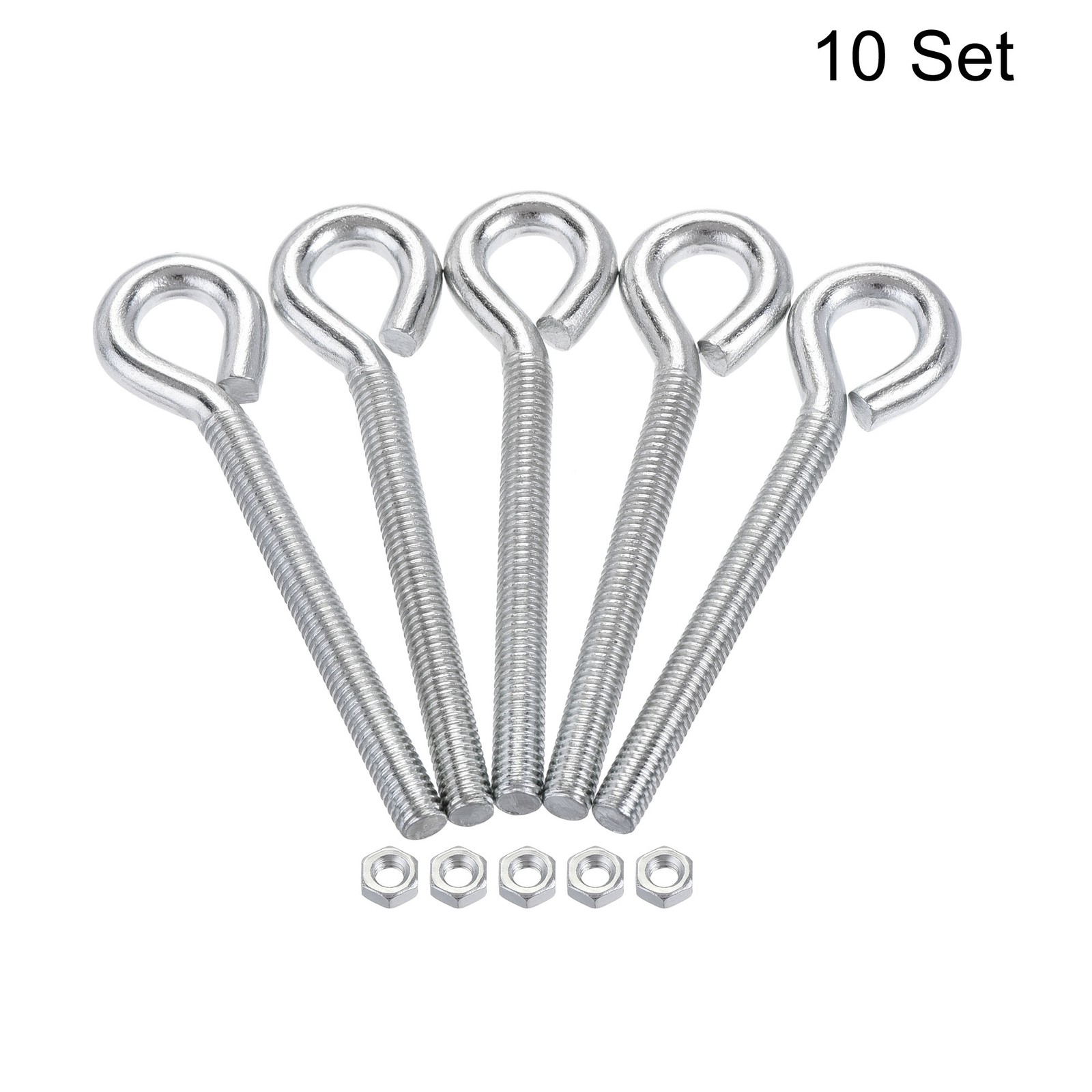 M6x60mm Eye Hooks Screws Bolts Kit 10Pack Carbon Steel Hanger Eyelet Hooks Screw