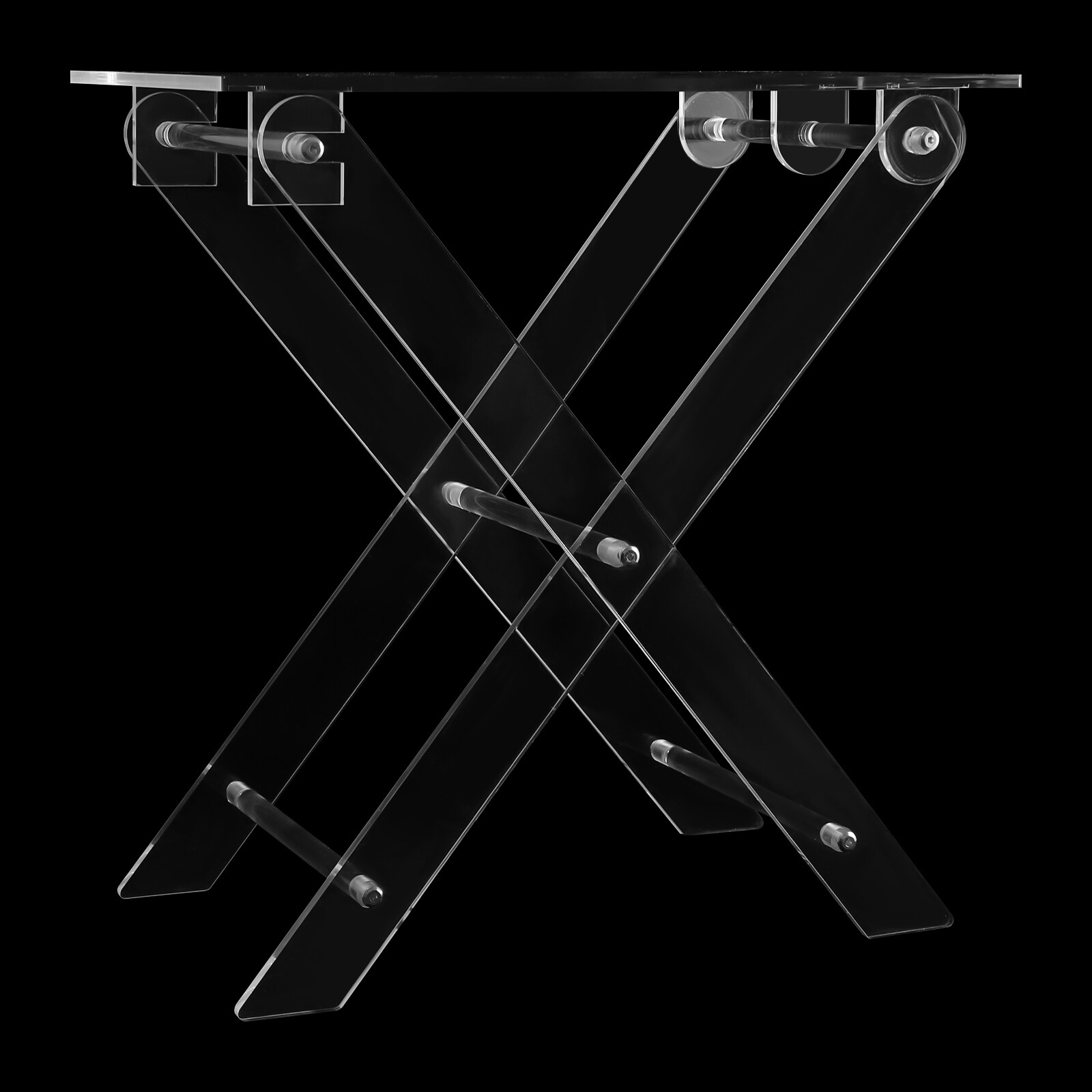 50cm/19.69in Folding Table Multifunctional Portable Acrylic Table X-Shaped Clear