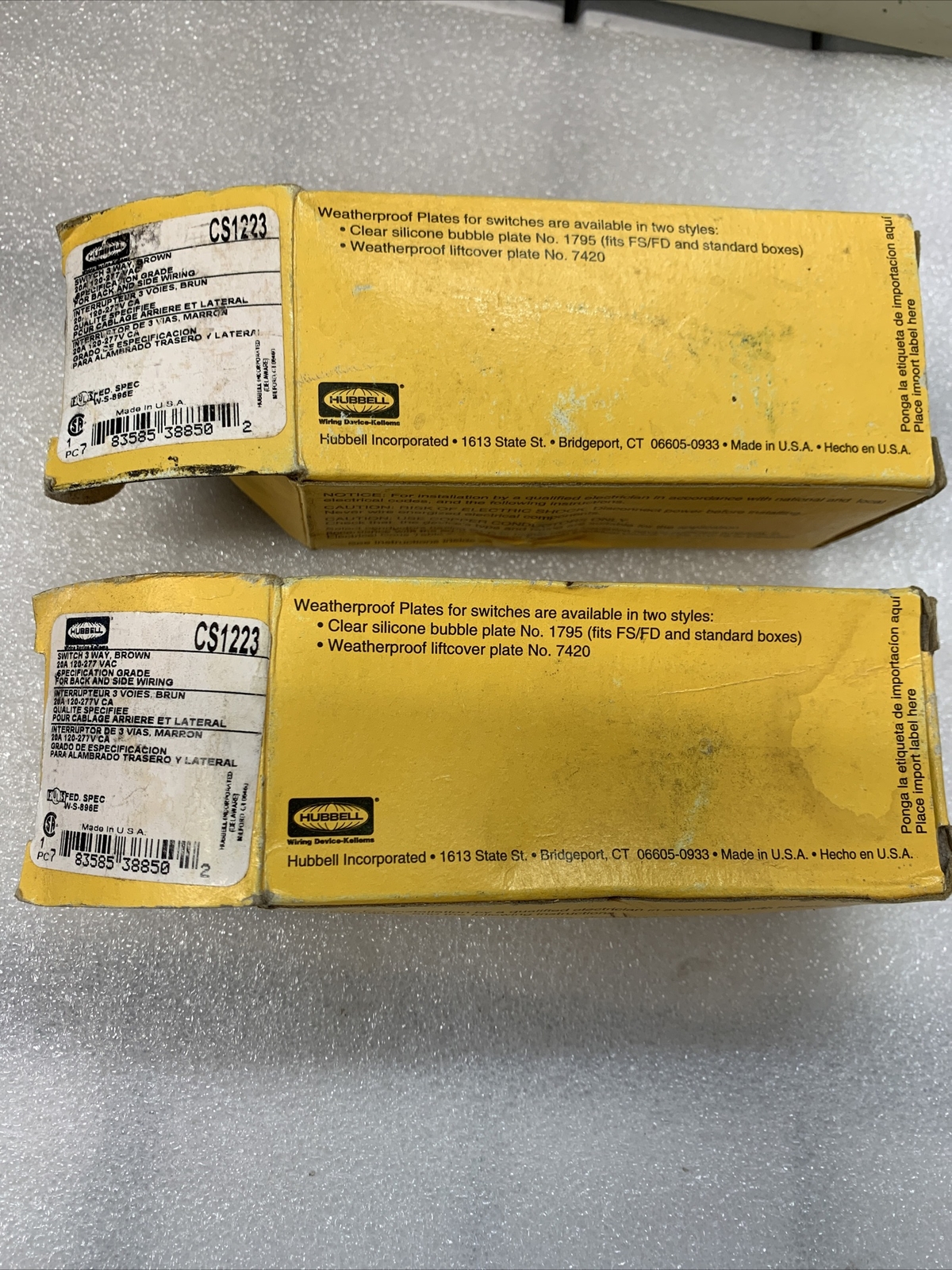 NEW HUBBELL CS1223 20 AMP 120-277V 3-WAY BROWN SWITCH Commercial Grade 2 Pack