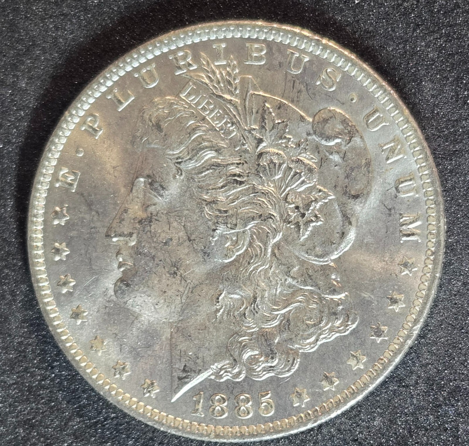 1885-O $1 Morgan Silver Dollar, BU, Round O, Luster, brilliant uncirculated