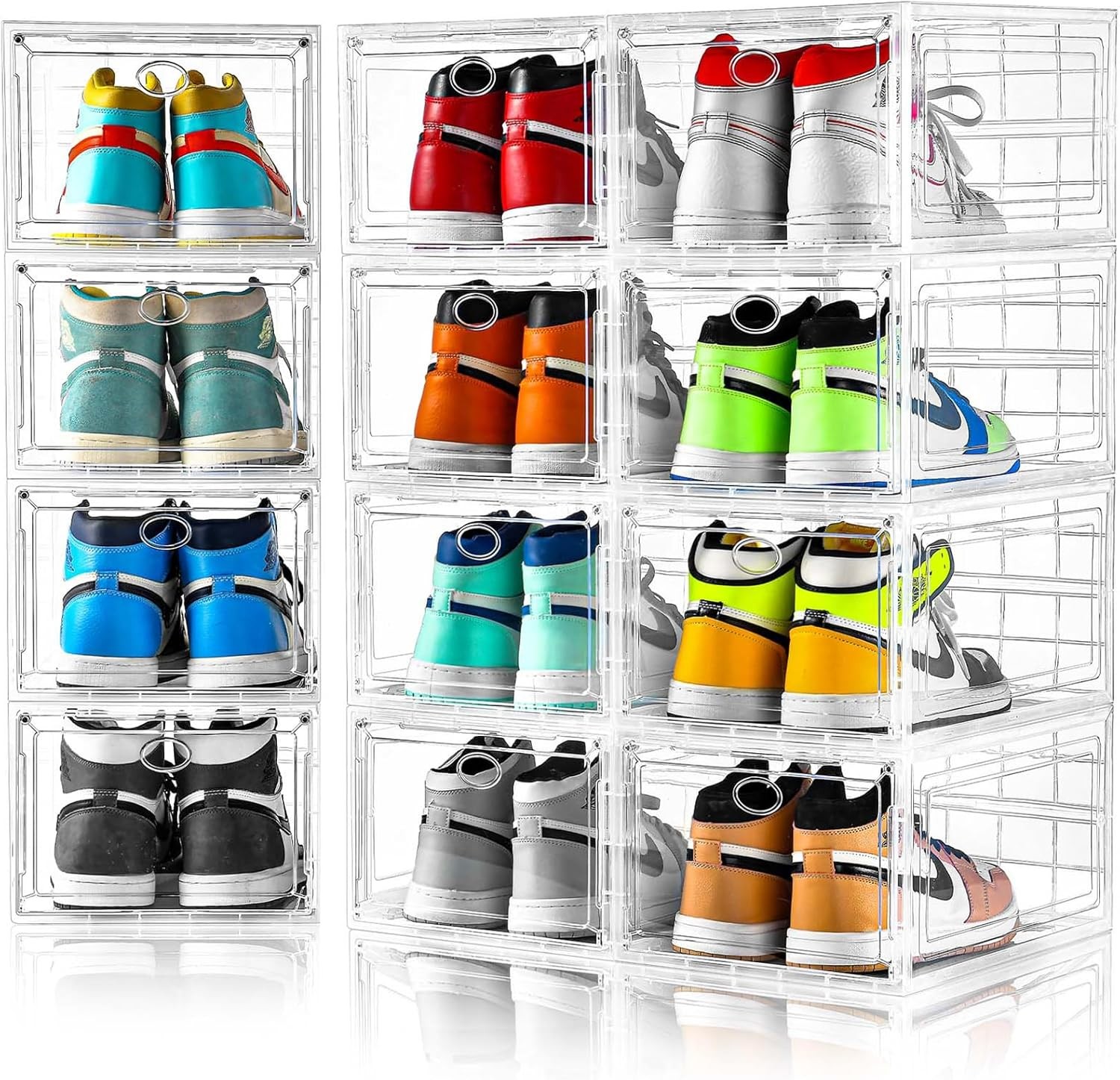 12 Pack Clear Shoe Boxes Stackable,Shoe Storage Boxes Closet,Sturdy Shoe Box