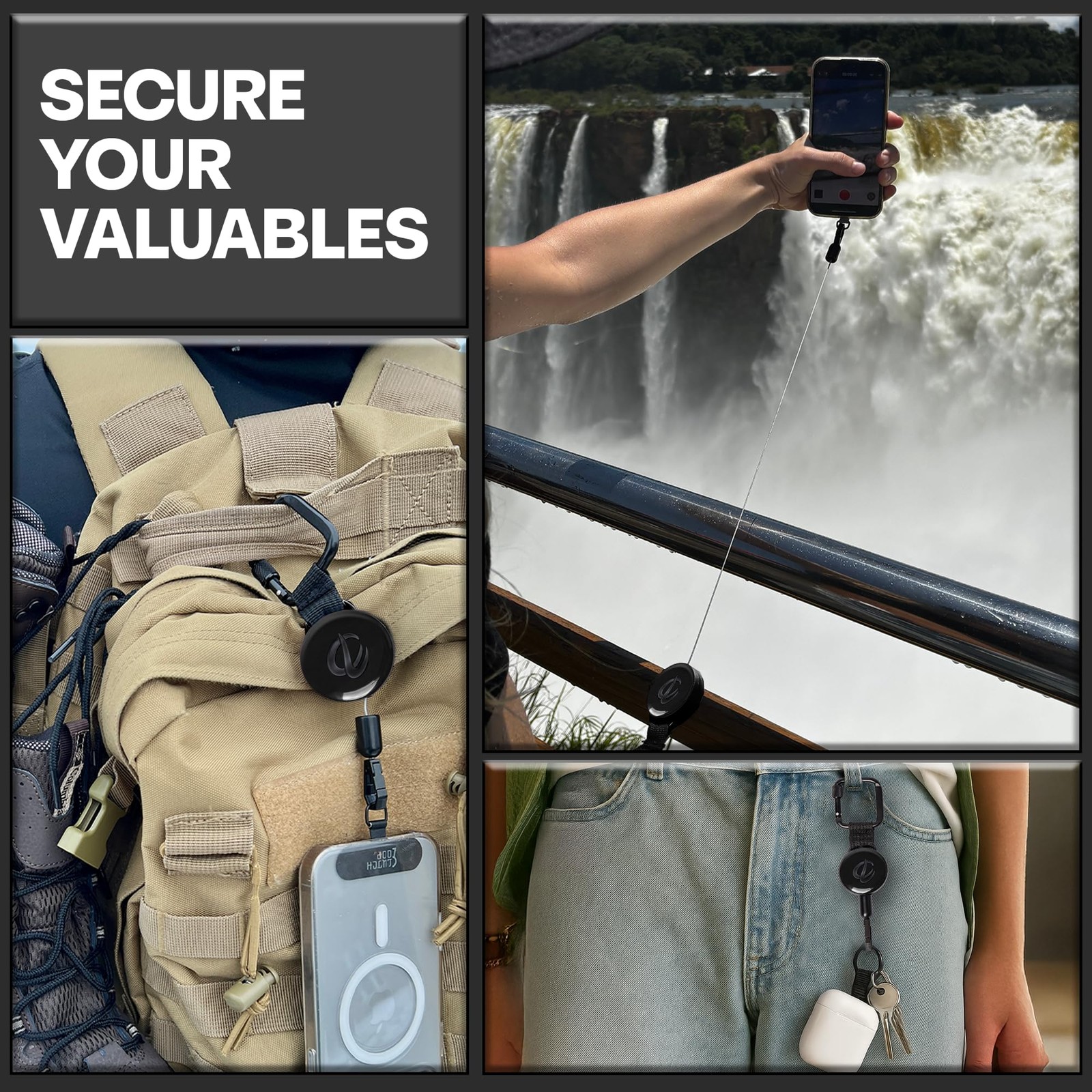 Clutchloop Anti-Theft Phone Tether - Universal Adhesive Anchor Retractable