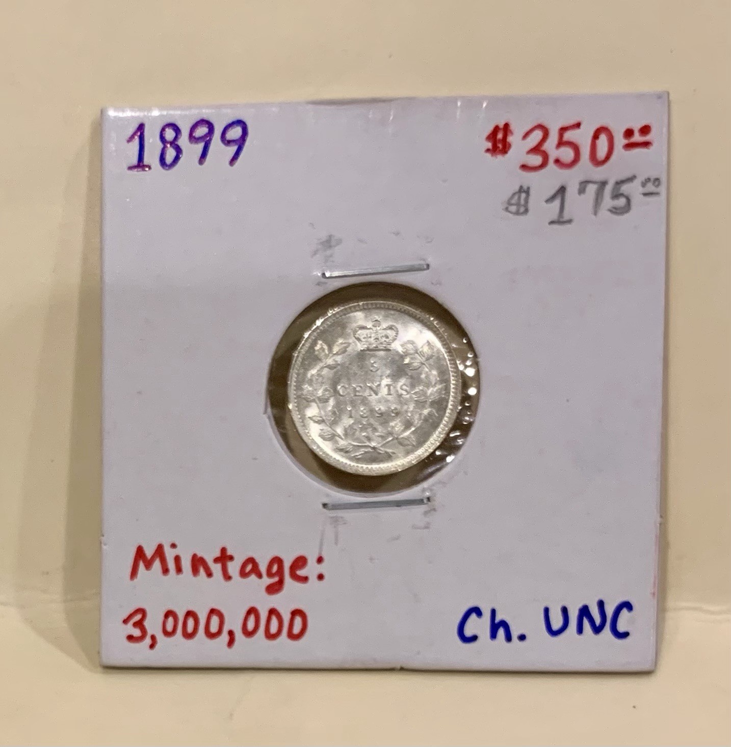 1899 Canada 5c - Silver  Coin - Five Cents Queen Victoria