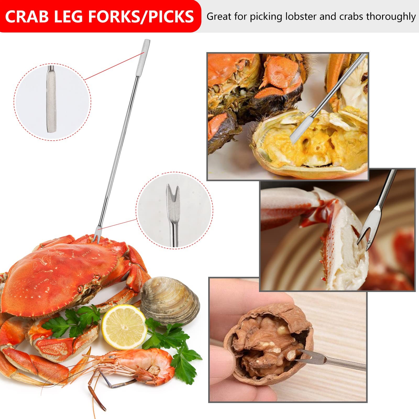 Seafood Tools Set includes 4 Crab Crackers 4 Seafood Fork 4 Lobster Crackers ...