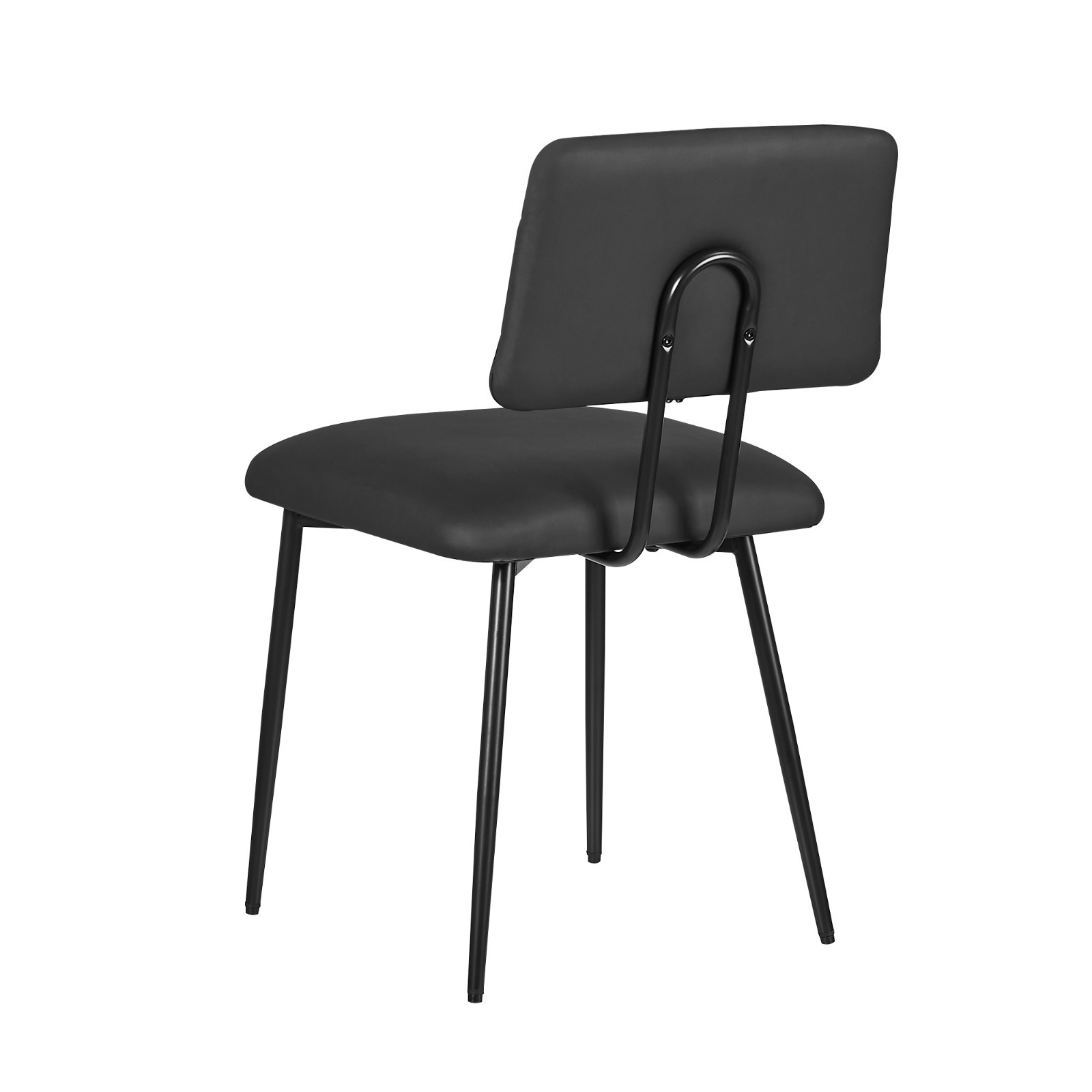 Set of 2 Upholstered PU Leather Dining Chairs with X Back Metal Legs Kitchen