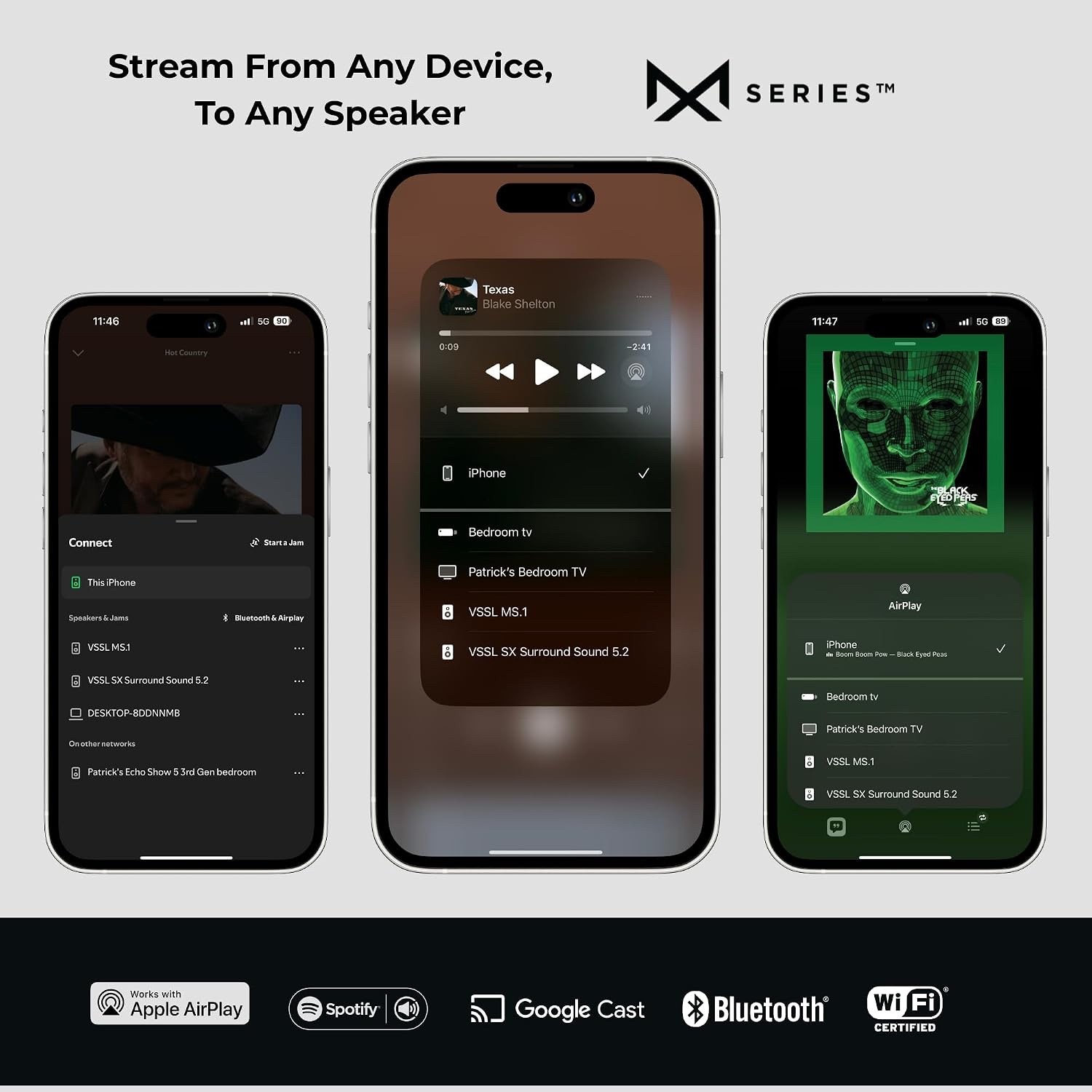 VSSL MS.1 AirPlay 2 Wireless Audio Streamer | Google Cast, Spotify Connect |