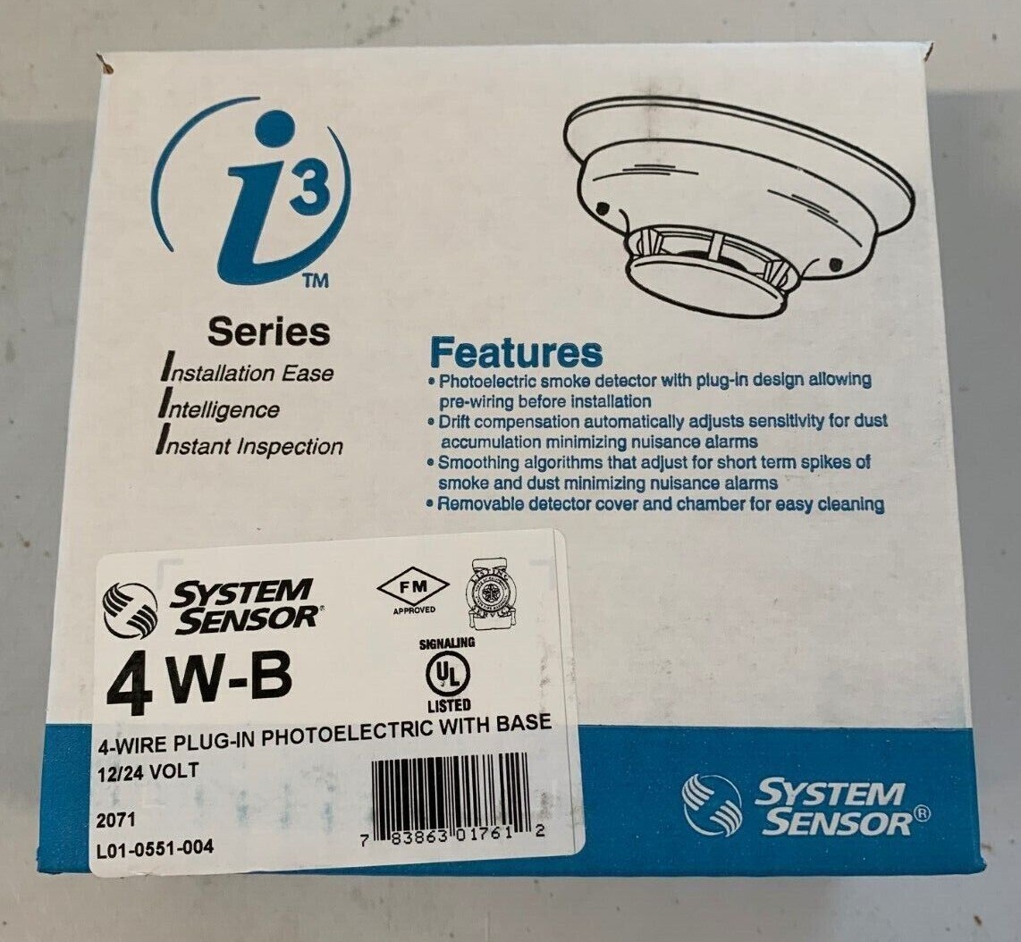 System Sensor 4W-B Smoke Alarm,12/24 Vdc, 4-Wire,W/Base