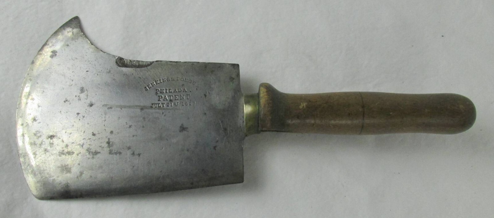 VINTAGE RARE 1868 JENKINS & TONGUE MEAT CLEAVER KNIFE SOLID STEEL CUTLERY