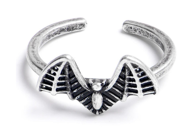 Silver bat toe ring