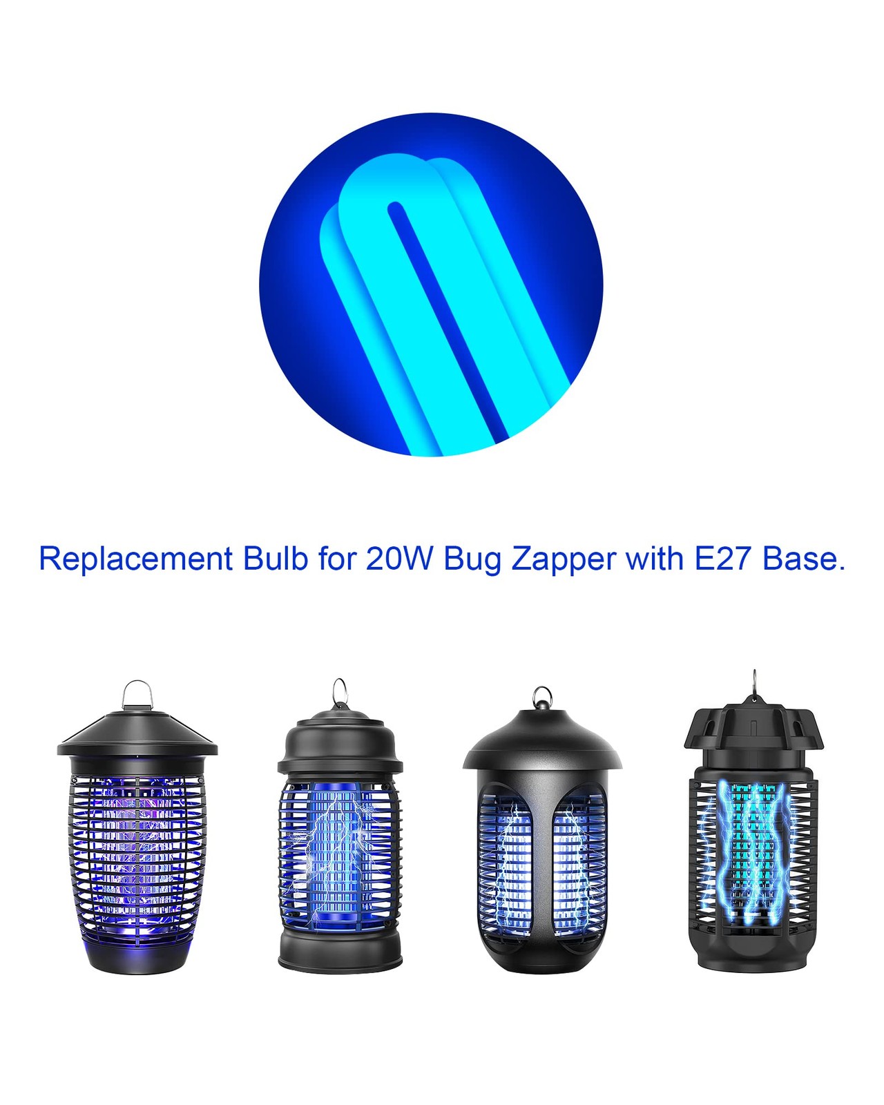 Shootingstar 3U 20W Replacement Bulb for Bug Zapper with E27 Base, White