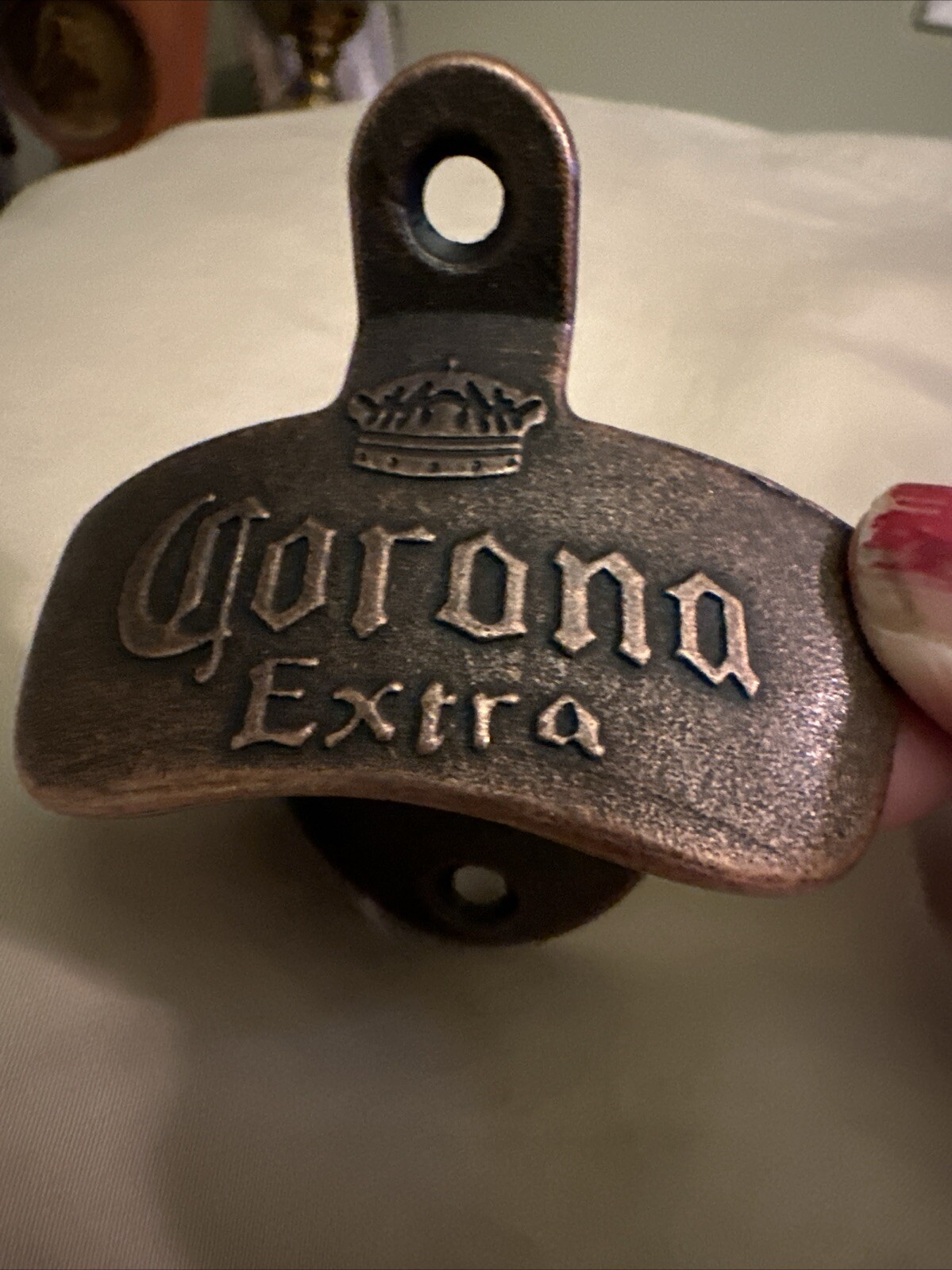 Wall Mounted Red Copper Colored “Corona” Bottle Opener W/Screws Included