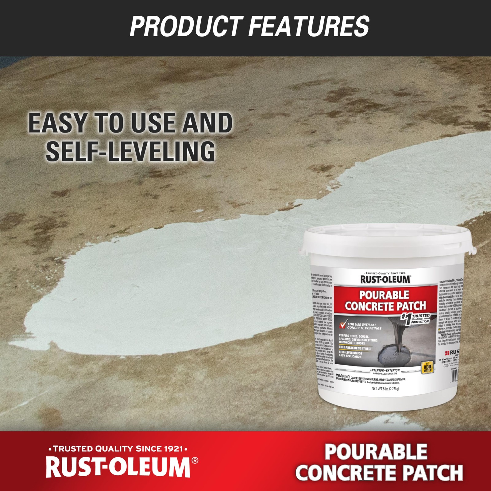Rust-Oleum 369667 Pourable Concrete Patch 5 lb