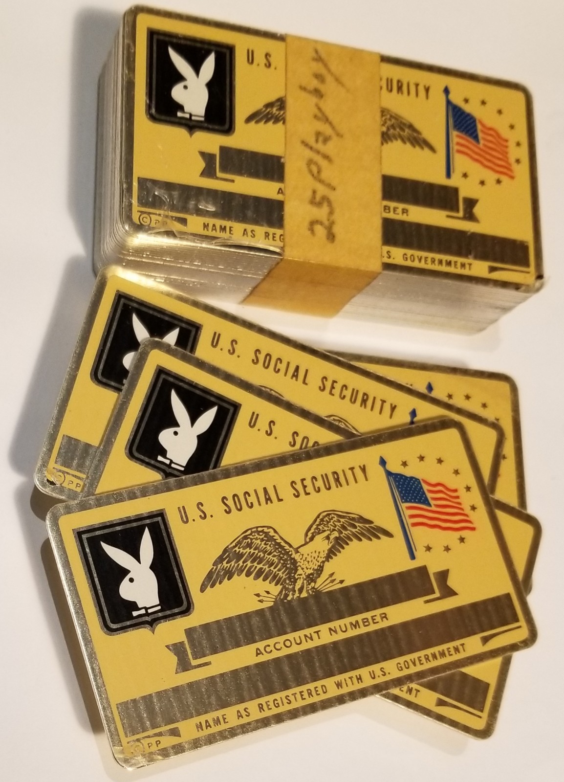 42 Vintage New Social Security Cards Bunny Playboy Gold Eagle Not Engraved