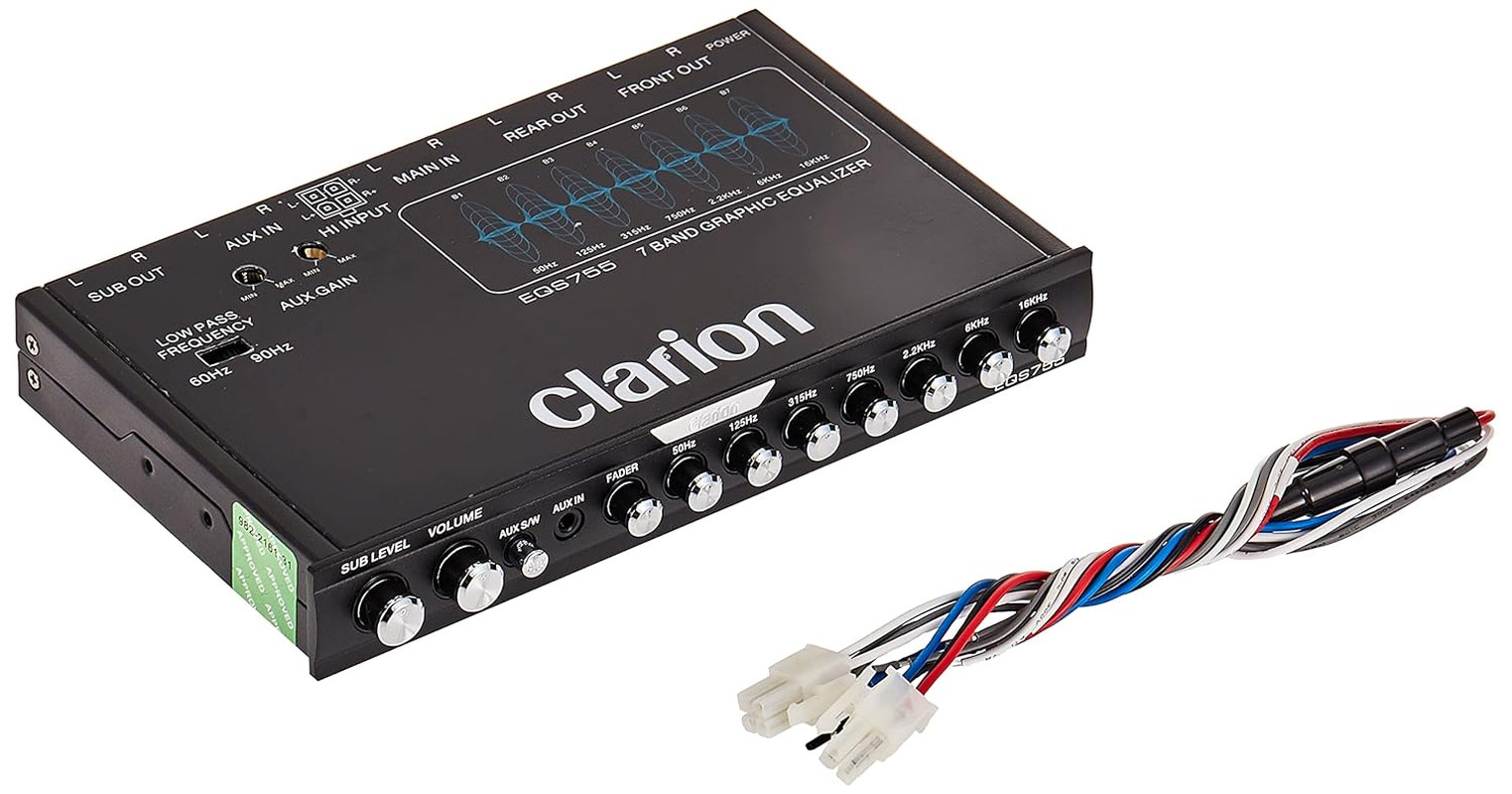 EQS755 7-Band Car Audio Graphic Equalizer with Front 3.5Mm Auxiliary Input, Rear