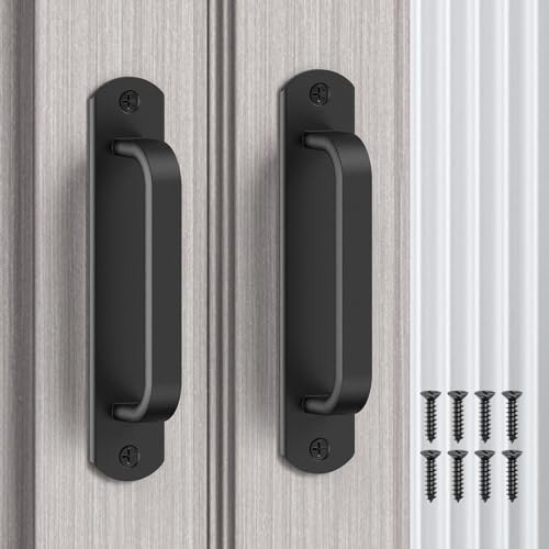 5.7 Inch Sliding Barn Door Handle - Aluminium Alloy Cabinet Pull 2 Black