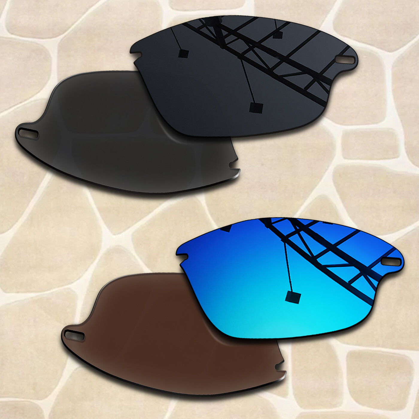 2 Pairs POLARIZED Replacement Lenses for Oakley Fast Jacket OO9097 71mm Sunglass