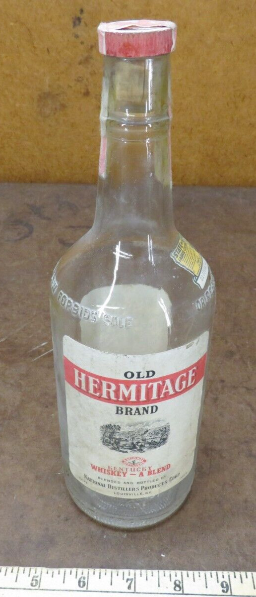 Old Hermitage Fifth Bottle EMPTY tax stamp 1947 label Kentucky Whiskey