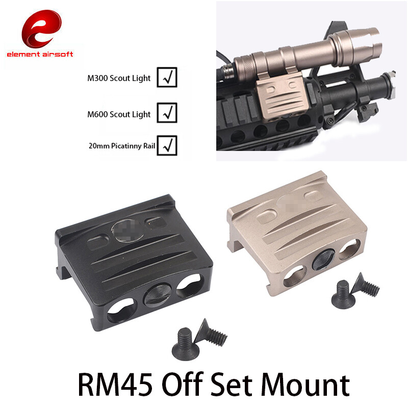 Tactical Flashlight RM45 Offset Picatinny Metal Mount For M300/M600 flashlights