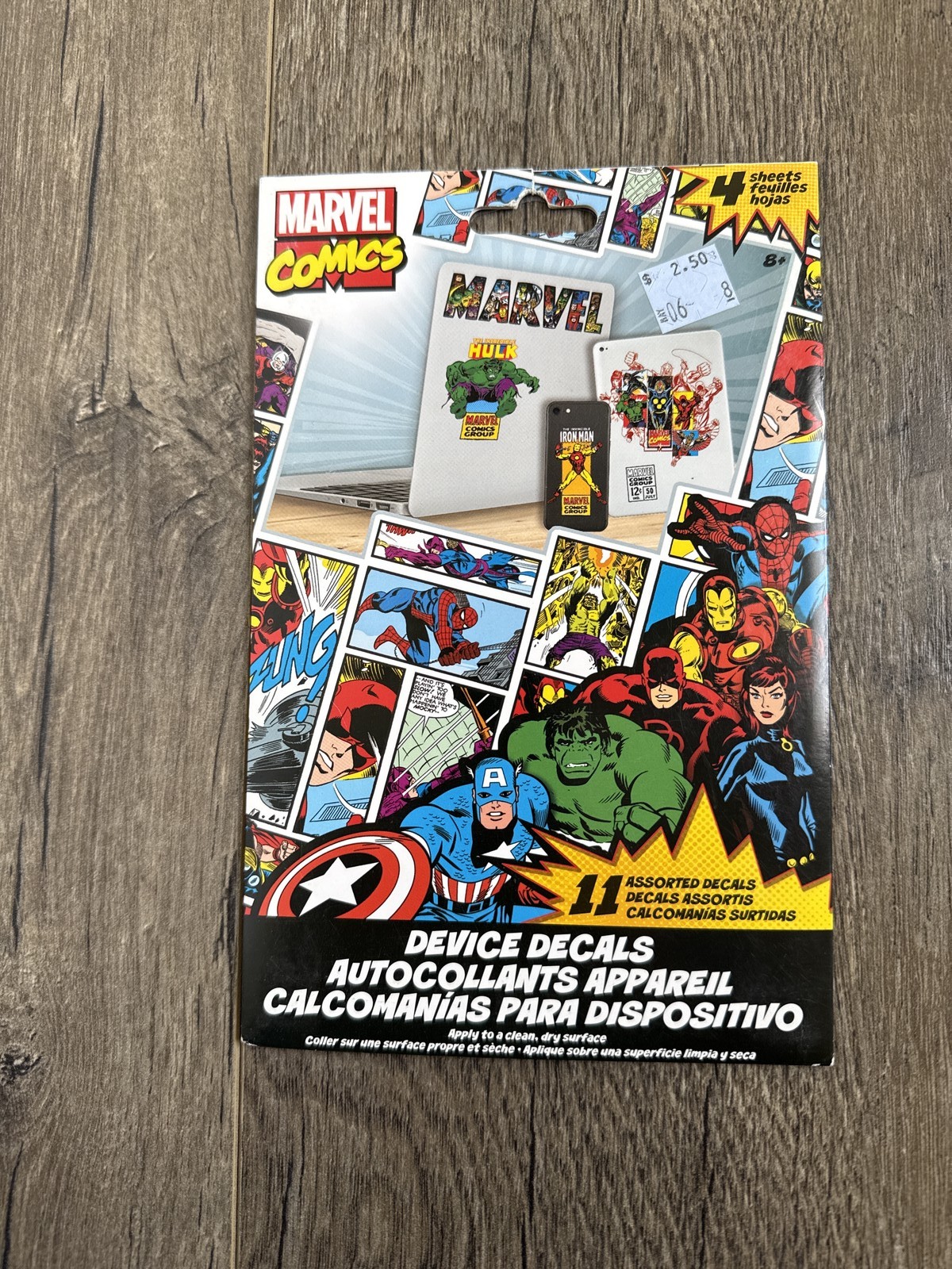 Marvel comic device 11 assorted decals, four sheets