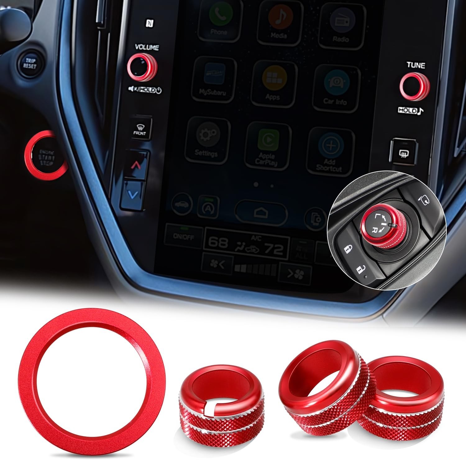 4Pcs Knob Cover for Subaru Crosstrek Impreza 2024-2026 Accessories, 2025-2026 Fo