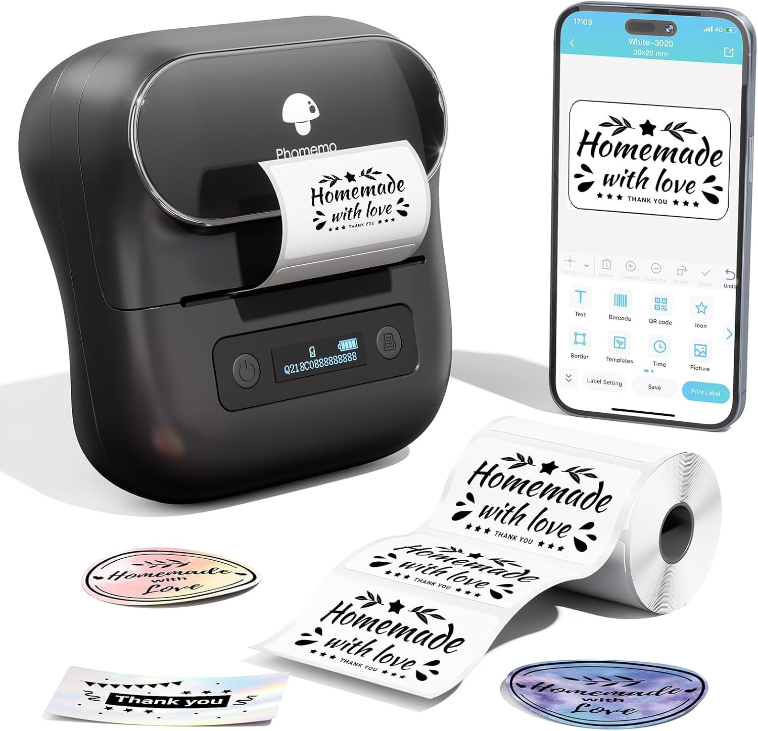 Label Maker,M220 Label Printer,3 Inch Bluetooth Thermal Label Maker Machine with