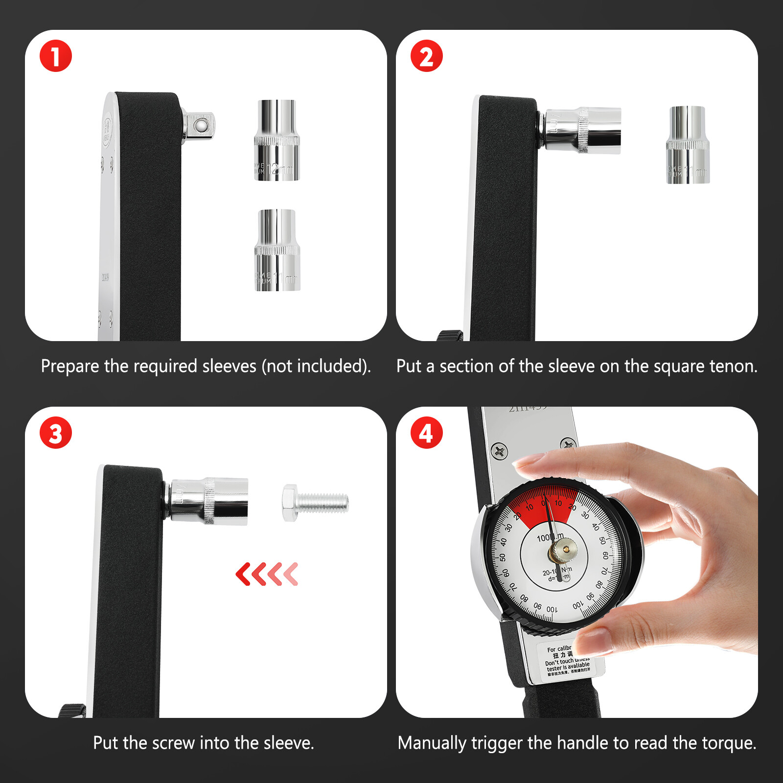 2-dir Dial Indicator Torque Wrench Indicating Torquemeter Torque Testing0-100n.m