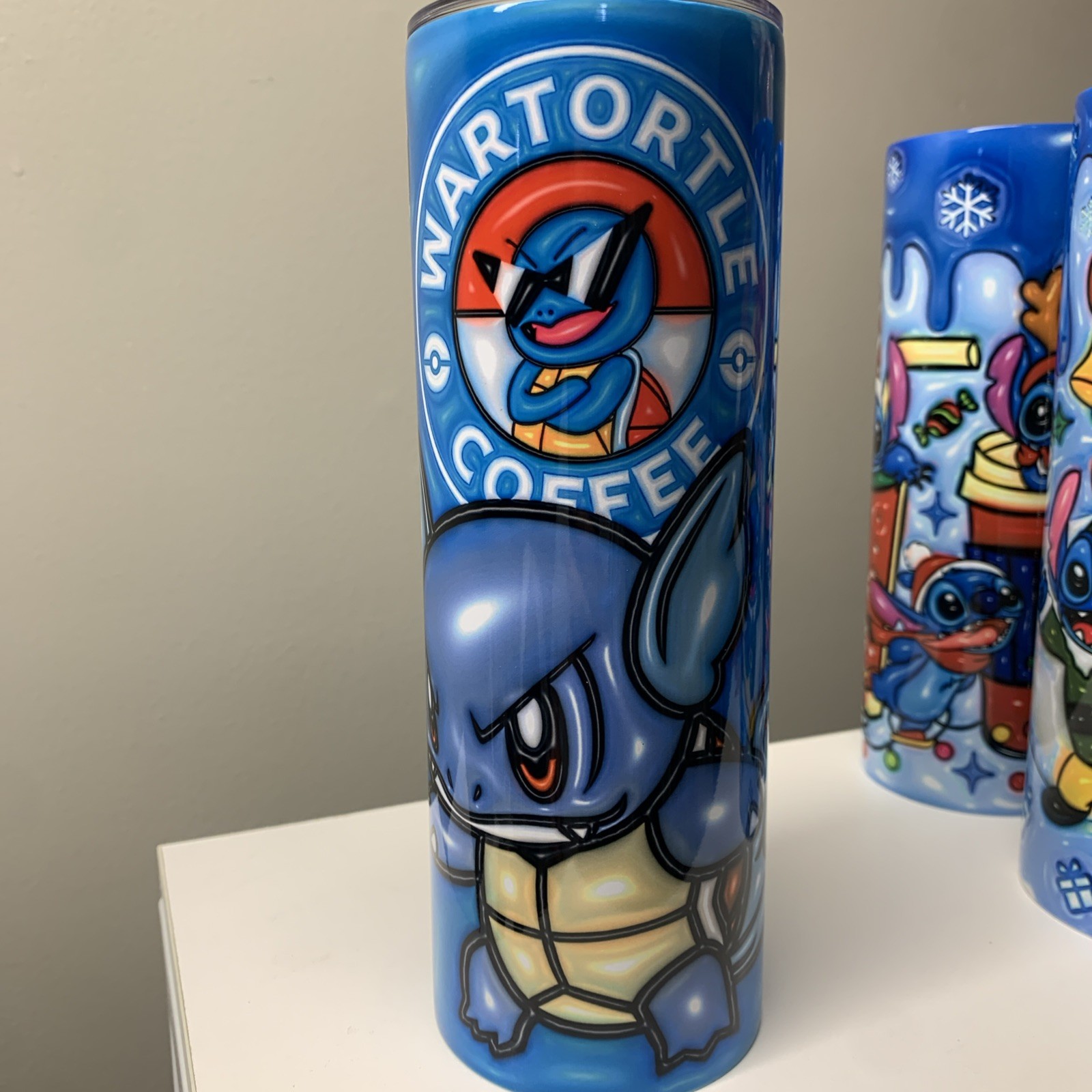 Pokemon Wartortle Puff Coffee Tumbler 20 oz Skinny Cup Mug Stainless Steel