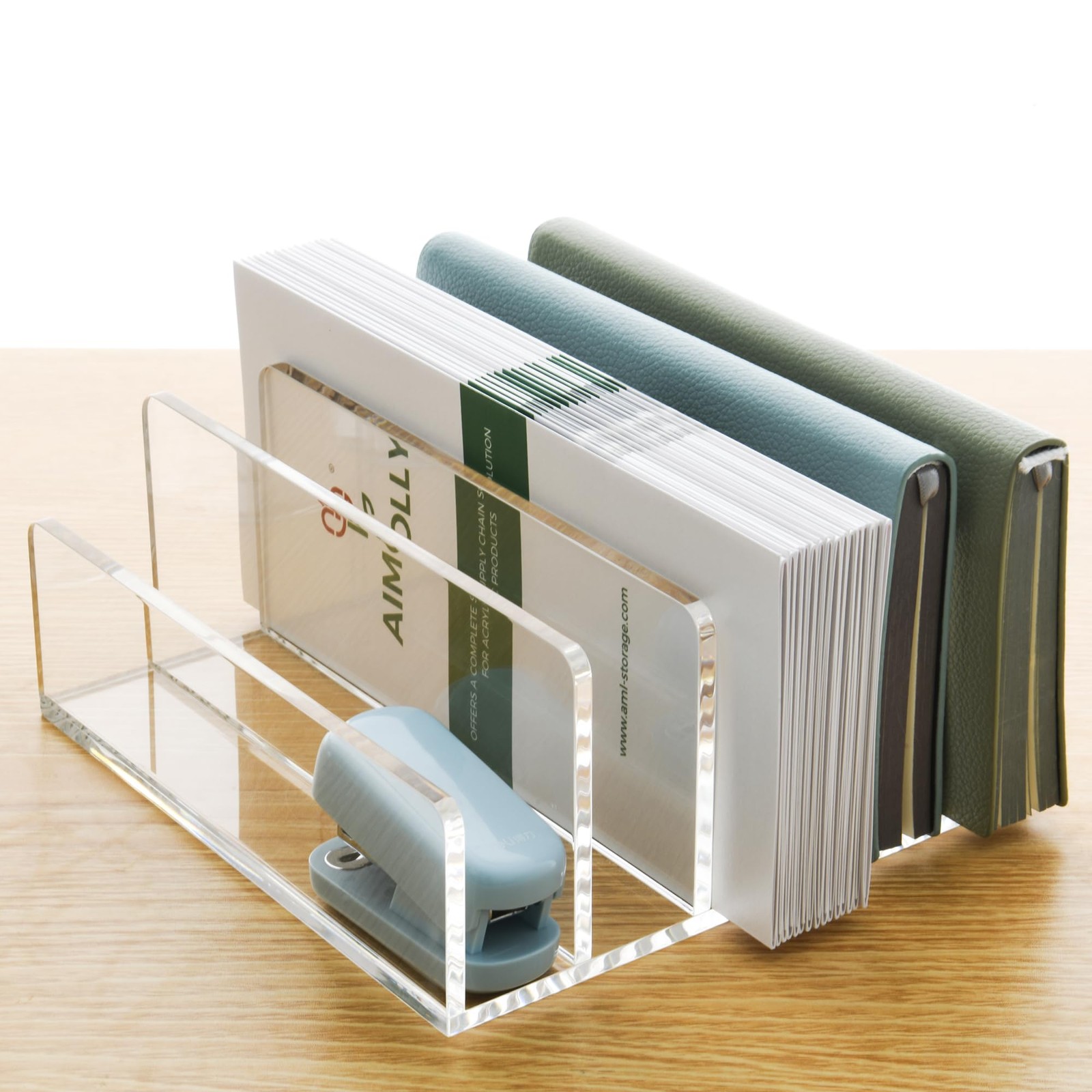 5 Compartments Clear Acrylic Holder – Vertical Letter Sorter & Multifunction ...