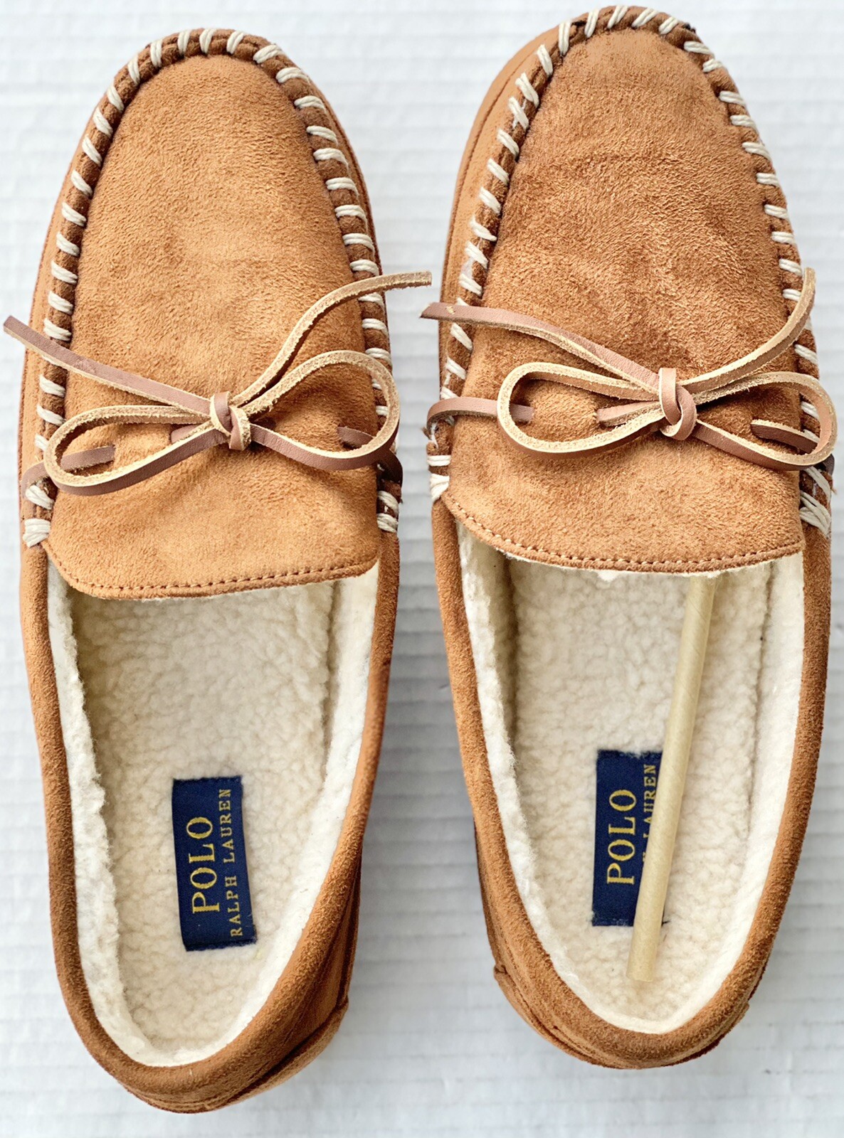 Polo Ralph Lauren Tan Slippers Sherpa Lining Men's Size 9 SMF1207ARL